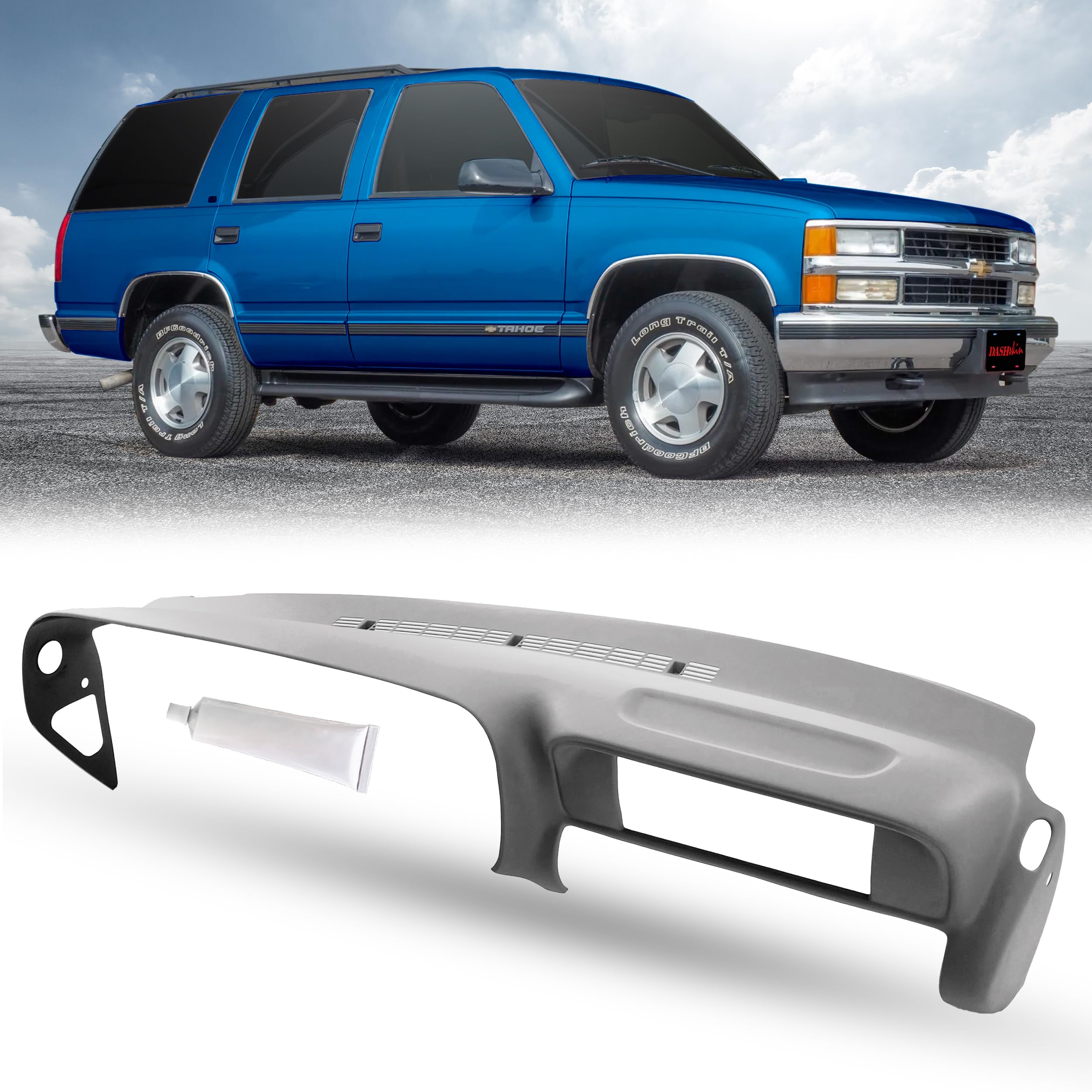 Dashskin Molded Plastic Dash Cover Compatible With 1997-2000 C1500 K1500 Tahoe Suburban Yukon & 1997-2000 Escalade In Medium Gre