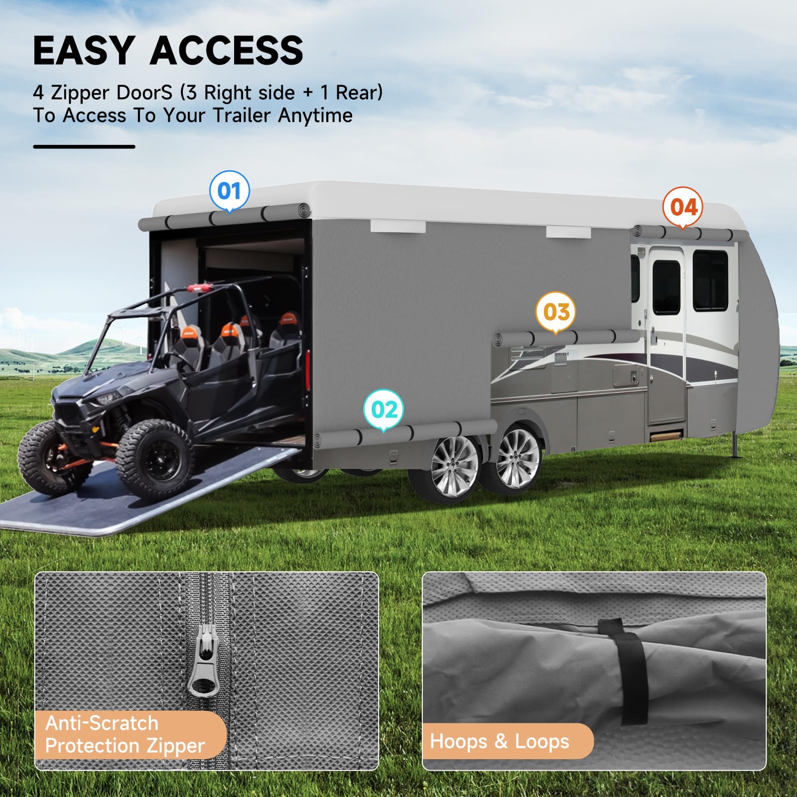 Vinpatio Travel Trailer Rv Cover: 7 Layers Heavy Duty Rv & Trailer Cover, Toy Hauler Cover Fits 14'-16' Rv Camper Cover With 4 T