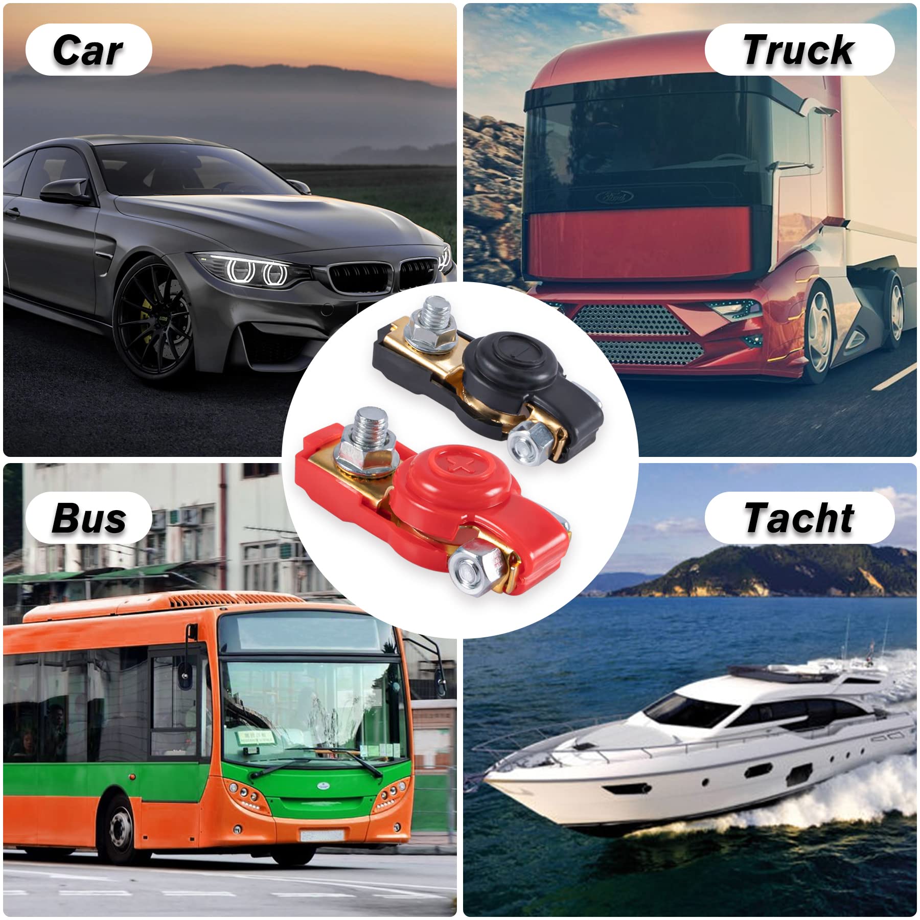 SINGARO Car Battery Terminal Connector Classification Kit, Pure Copper Negative and Positive Battery Cable Ends with Plastic Cov