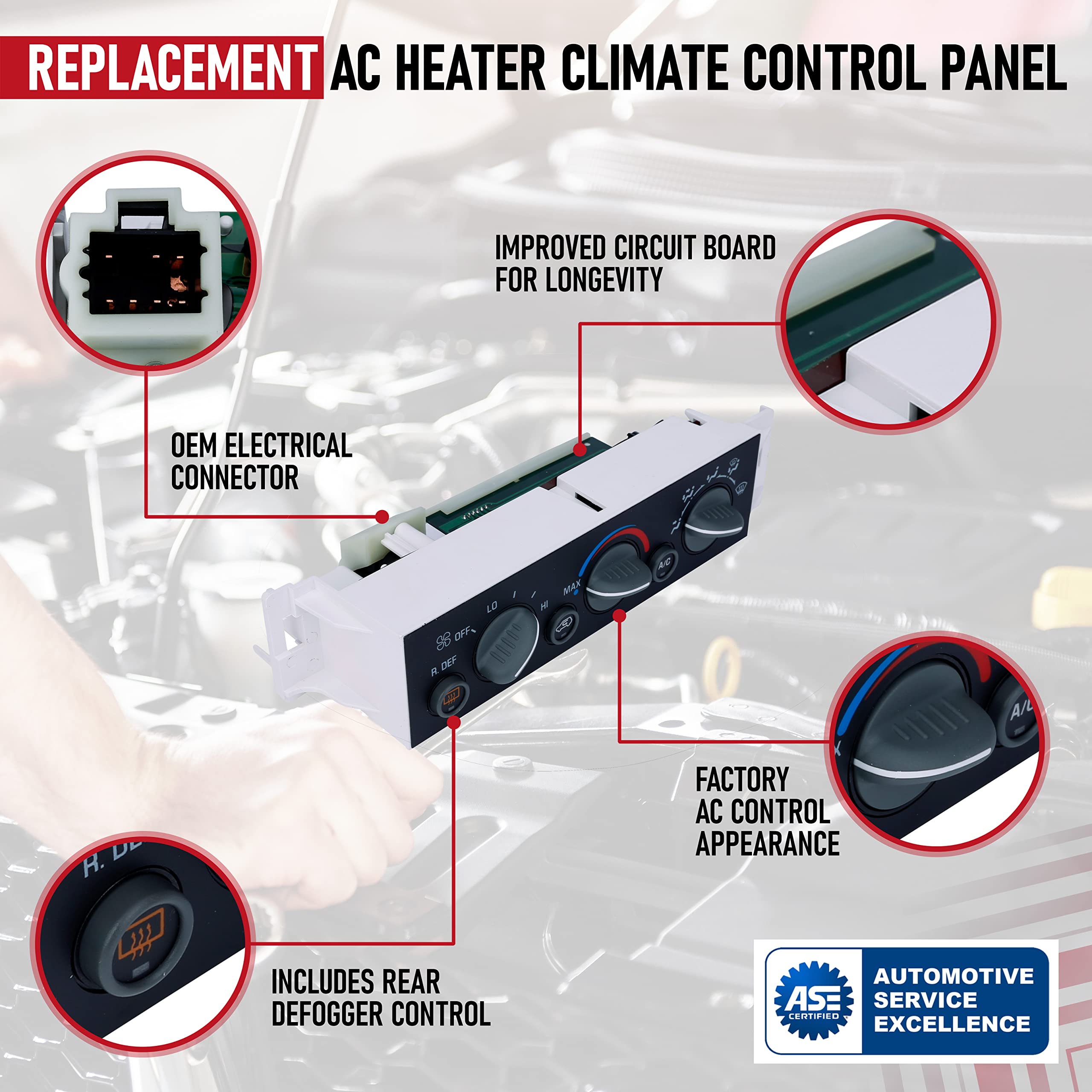 Ac Heater Climate Control Panel With Rear Defogger - Compatible With Chevy, Cadillac And Gmc - Escalade, C1500, C2500 Suburban,