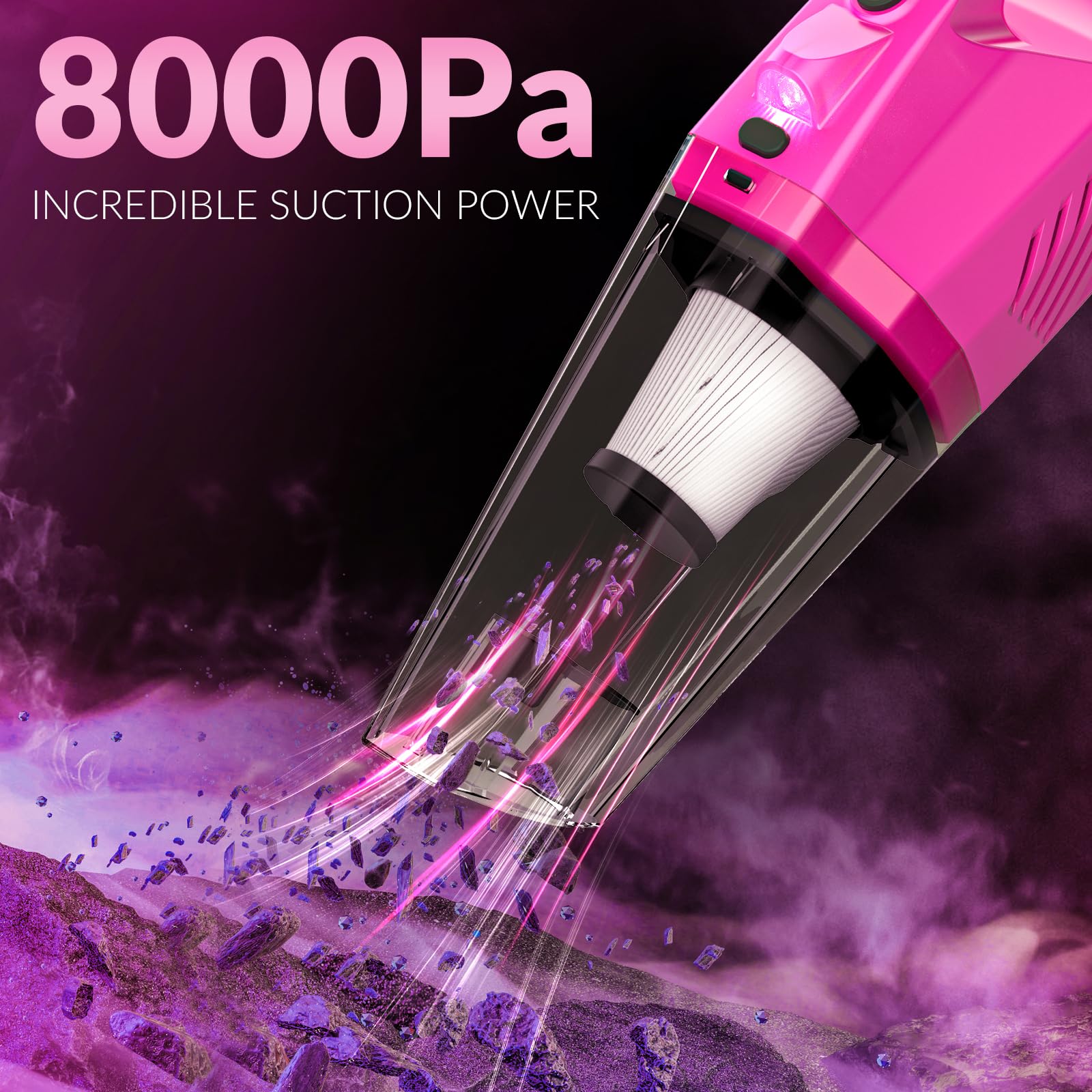 Thinklearn Car Cleaning Kit, Car Vacuum Detailing Kit Interior With High Power Handheld Vacuum, Including 7Pcs Detailing Brush S