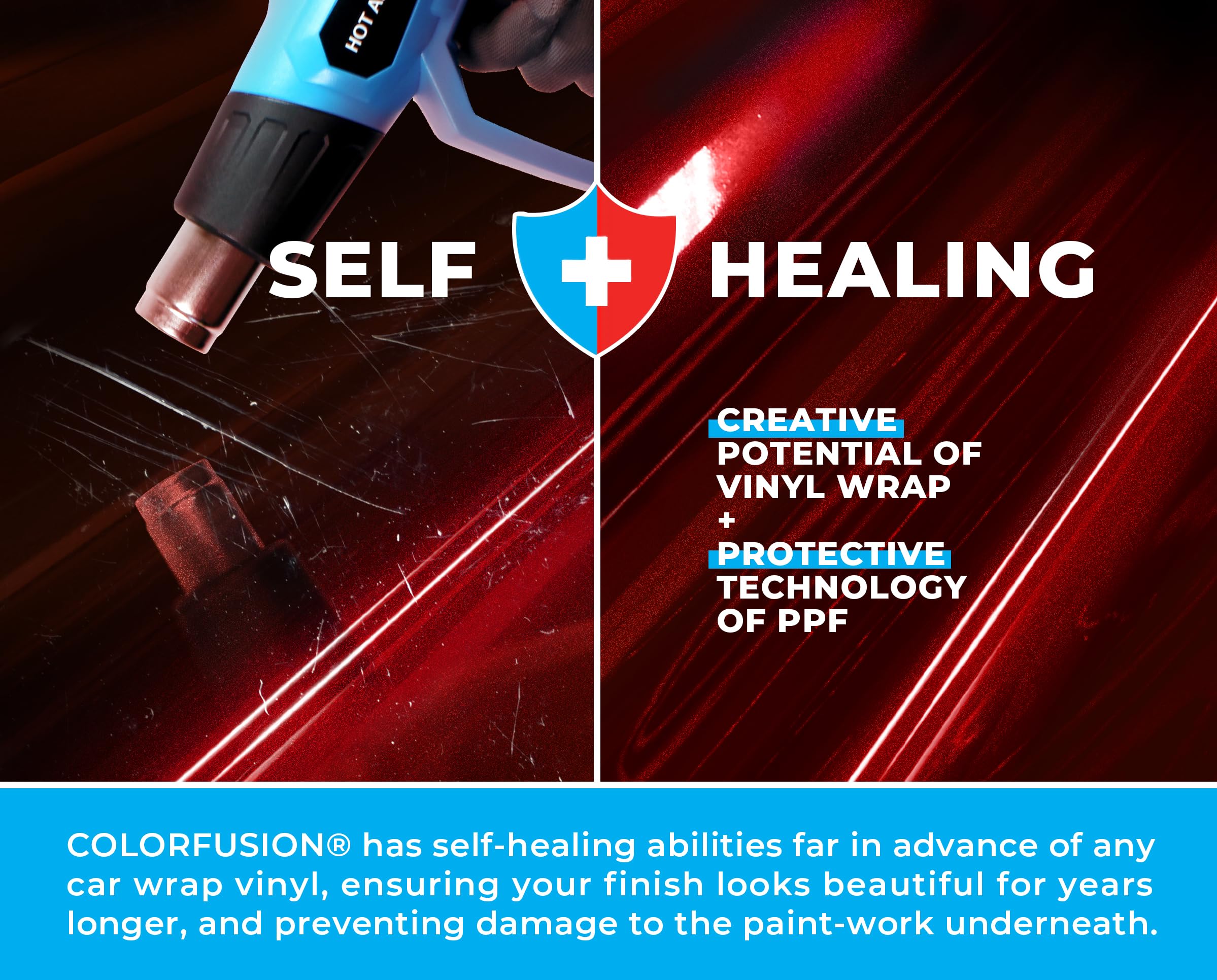 Colorfusion Ppf By Vvivid, Gloss Demon Dry Apply Ppf Vinyl Car Wrap Roll 6Ft X 5Ft