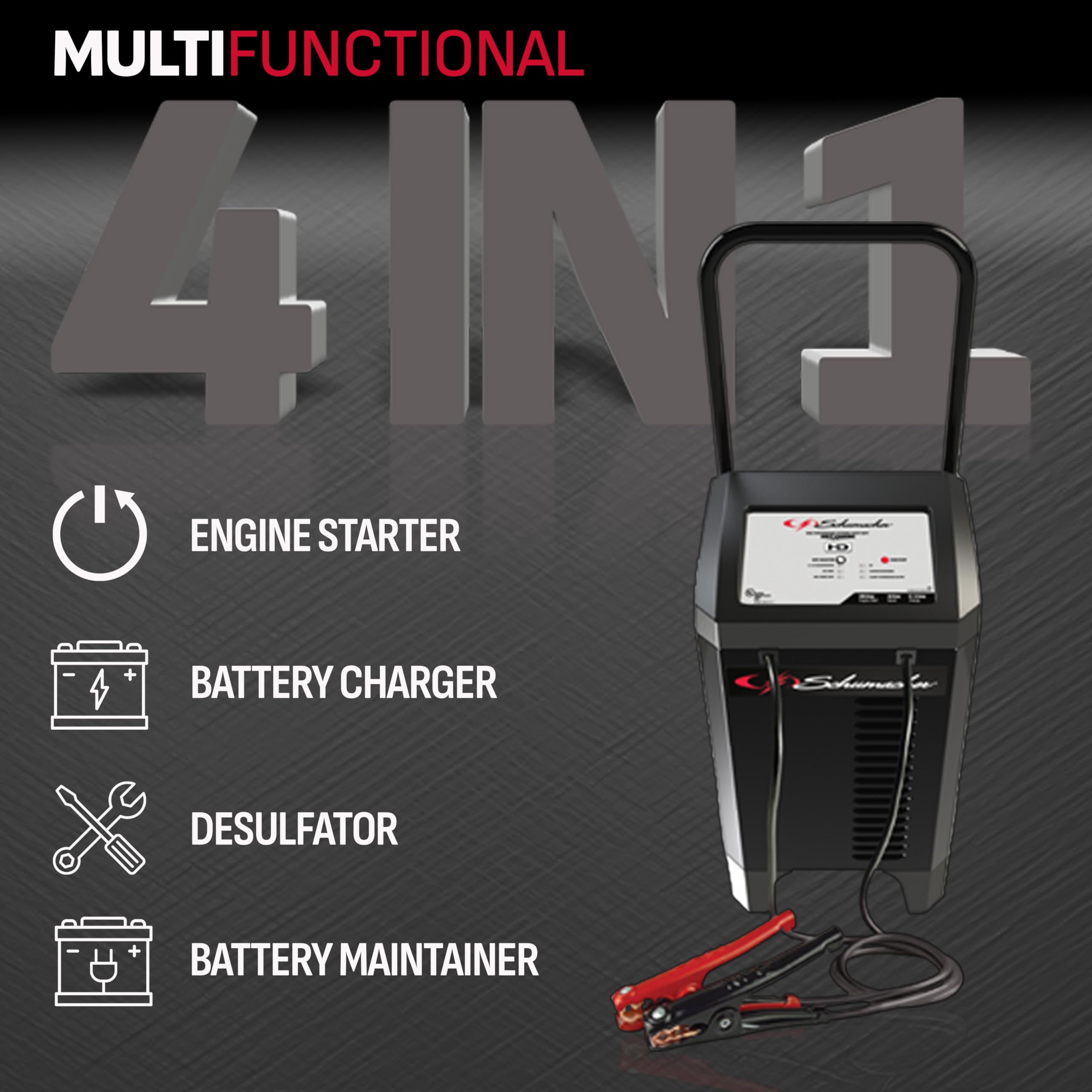Schumacher Electric Fully Automatic Wheeled Battery Charger And Engine Starter, 4-In-1, Sc1285 200 Cranking Amps, 12 Volts, For Car, Suv, Truck, And Boat Batteries