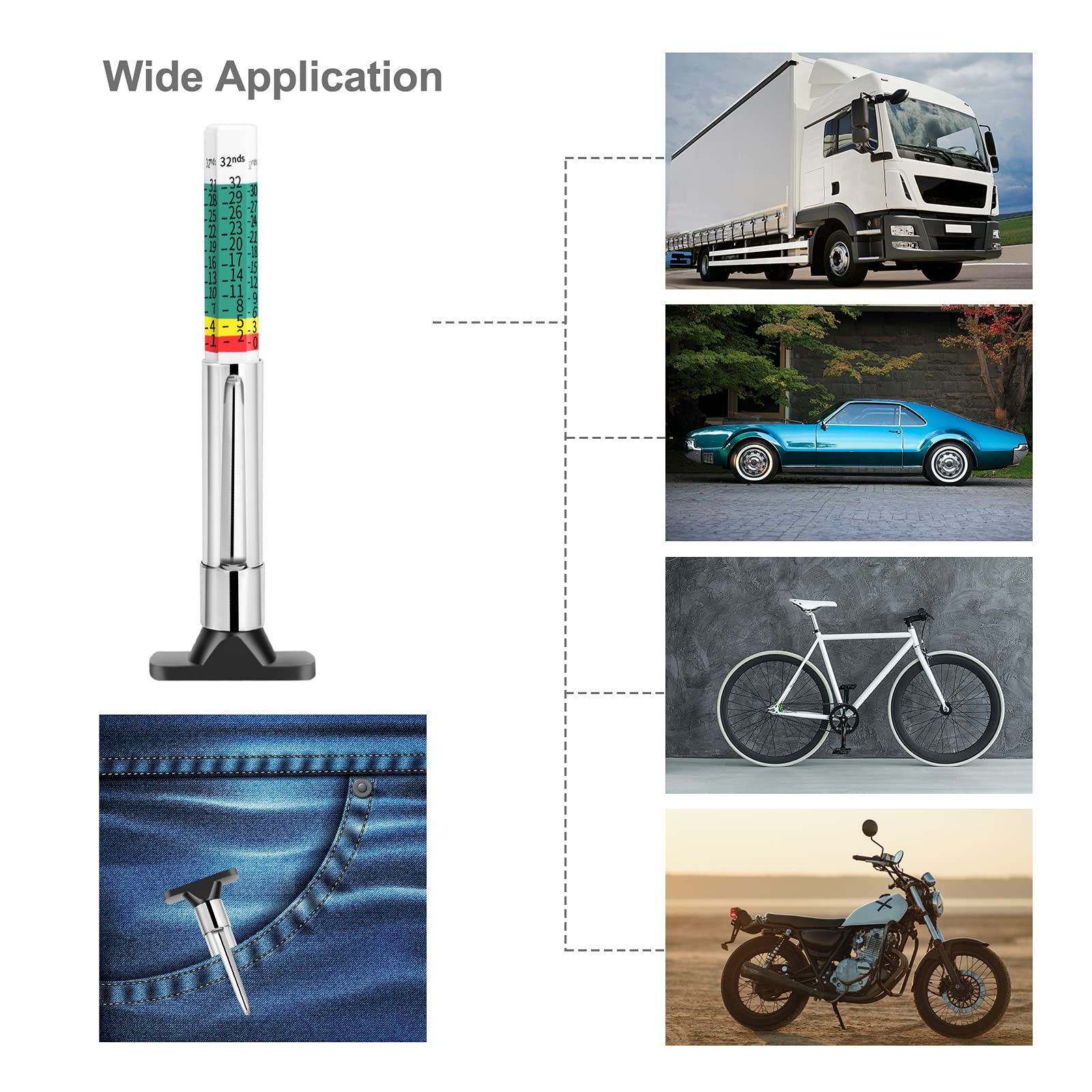 Godeson Pack Of 100 Smart Color Coded Tire Tread Depth Gauge