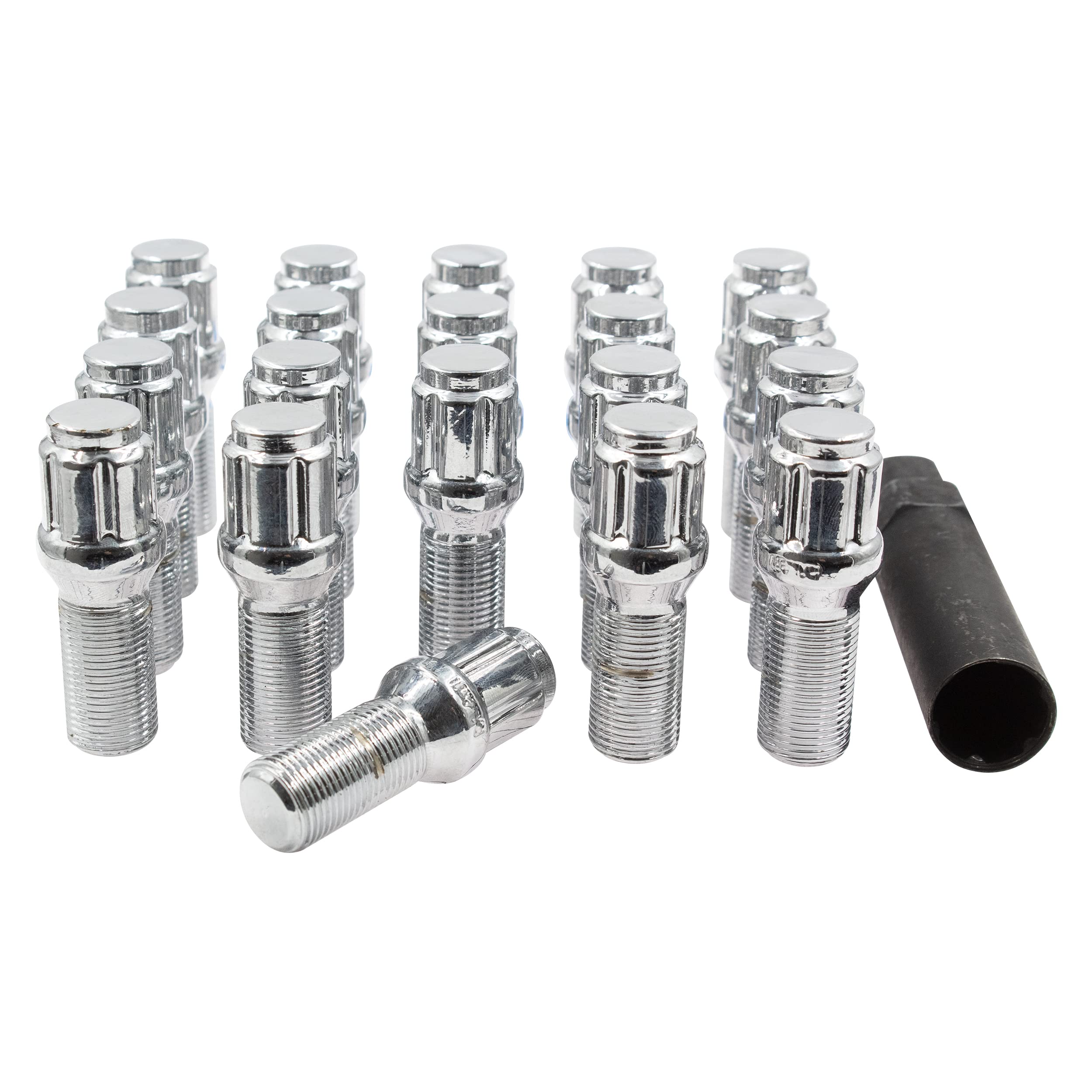 Wheel Accessories Parts 20 Pcs 15Mm 1.25 Thread Acorn Seat Lug Bolt Car Spline 28Mm Thread Length Chrome Fits 2019+ Mercedes Gle Gls | 2021+ Maybach Gls 600