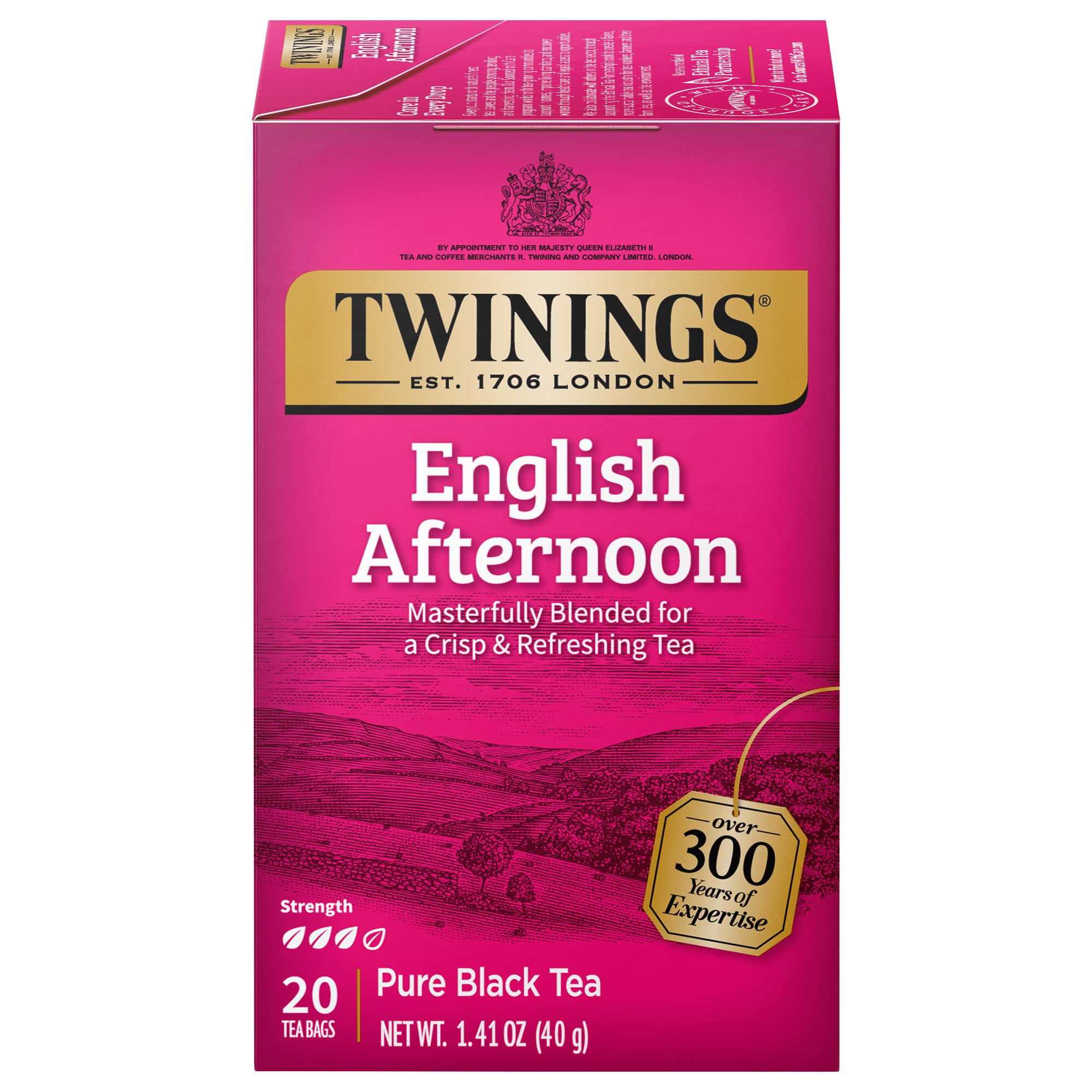 Twinings English Afternoon Individually Wrapped Tea Bags, 20 Count (Pack Of 6), Smooth & Slightly Sweet, Caffeinated, Enjoy Hot 