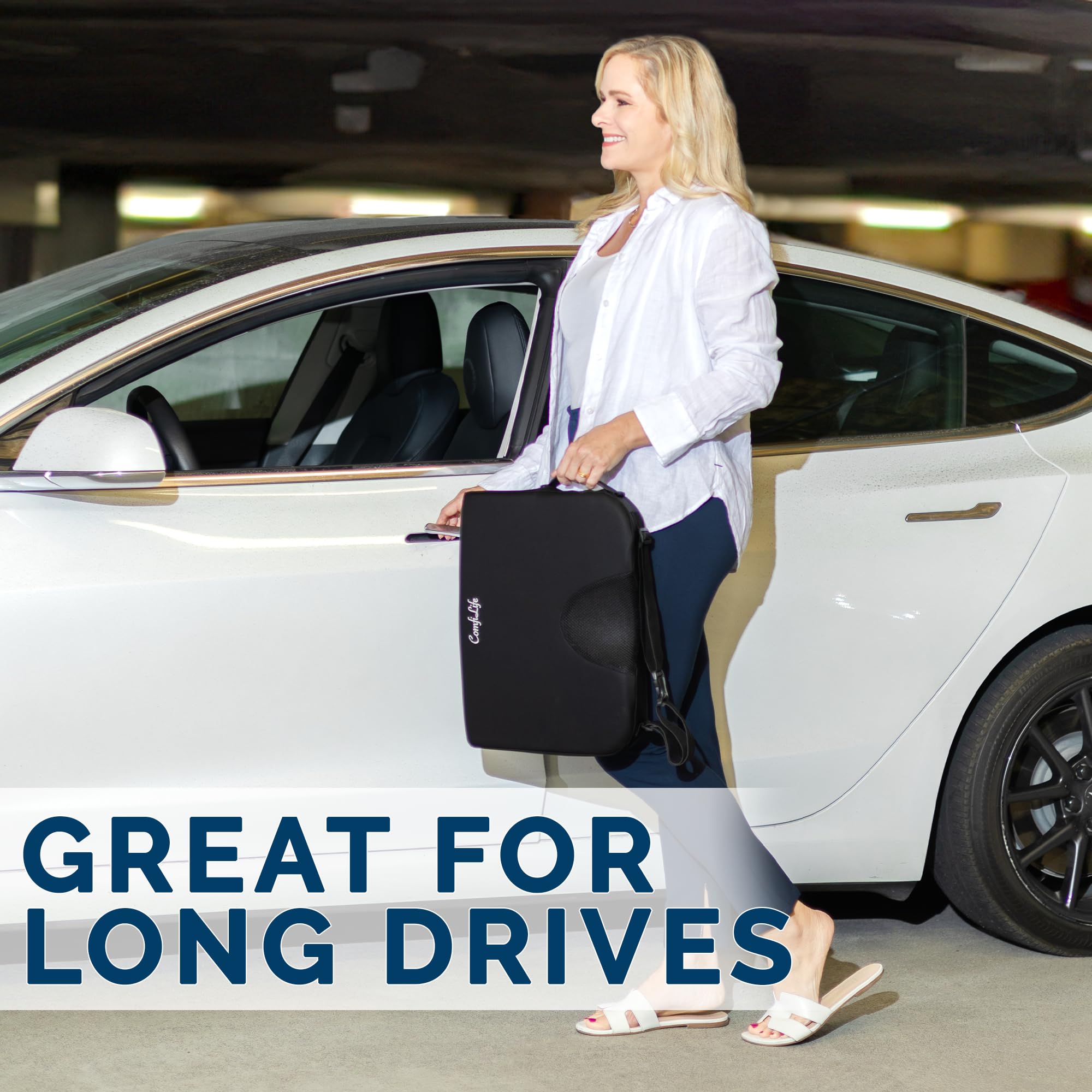 Comfilife Car Seat Cushion-Premium Wedge 100% Polyurethane Foam Car Cushions For Driving-Auto Seat Cushion-Back & Sciatica Pain