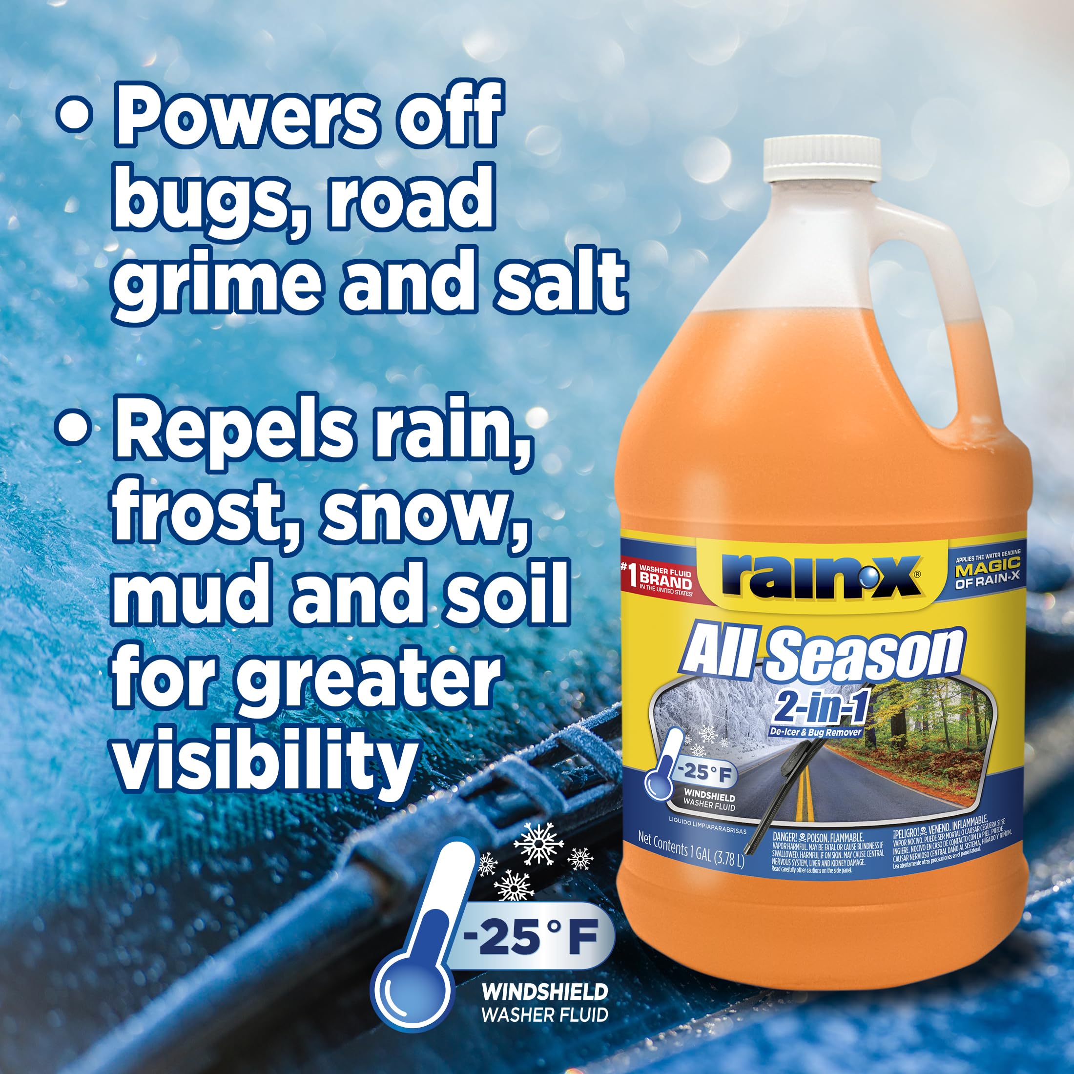 Rain-X All Season 2-In-1 Windshield Washer -25F - 1 Gallon