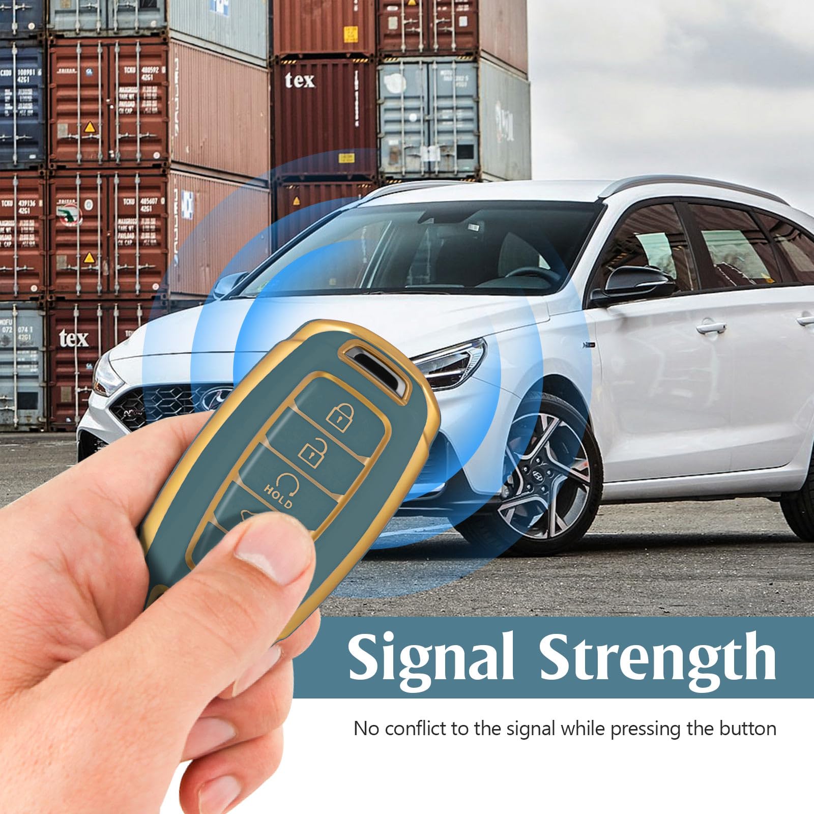 Worcas For Hyundai 5 Buttons Soft Tpu Key Fob Cover Case，Compatible With Hyundai Elantra Sel 2023 Palisade Elantra Gt Accent Kona Santa Fe Veloster Fe(Gray)