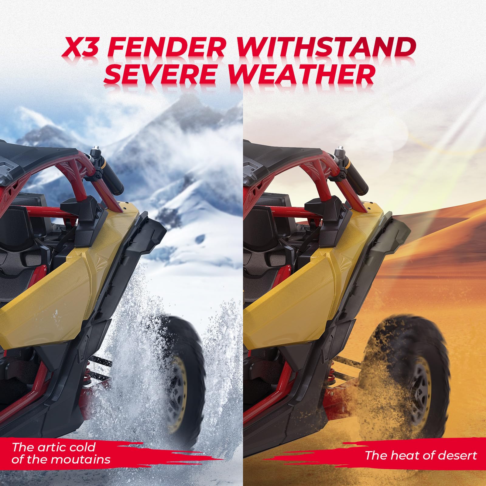 Kemimoto X3 Fender Flares Extended Compatible With Can-Am Maverick X3 & Max Rs Turbo R Rr 2017-2025 Front And Rear Side Fenders