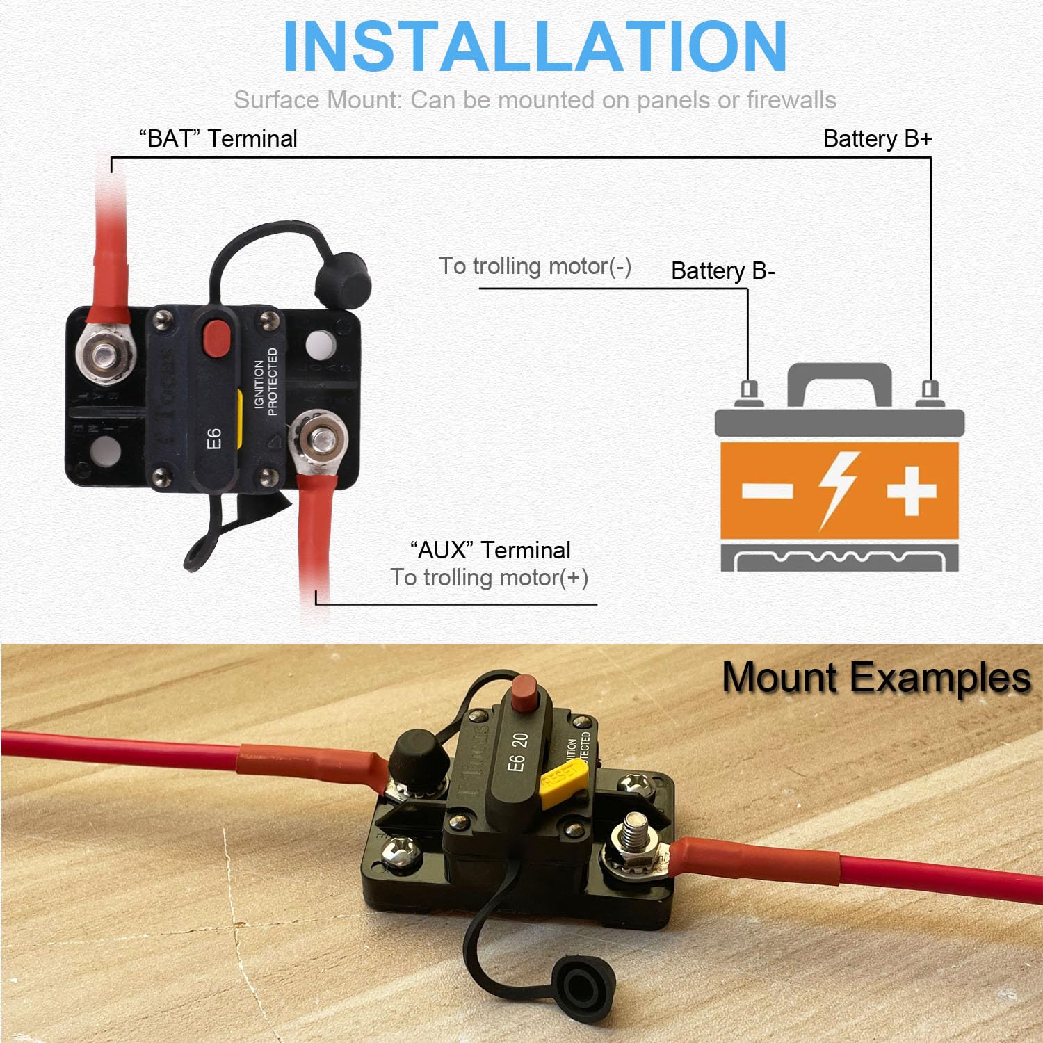 T Tocas 10 Amp Mini Circuit Breaker With Manual Reset Switchable 12V - 32V Dc Waterproof Ip66 10A Fuse Breakers