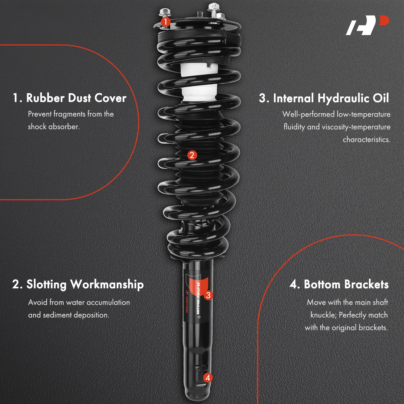 A-Premium Front Pair (2) Complete Strut & Coil Spring Assembly Compatible With Ford Fusion 2010-2012 & Mercury Milan 2010-2011,