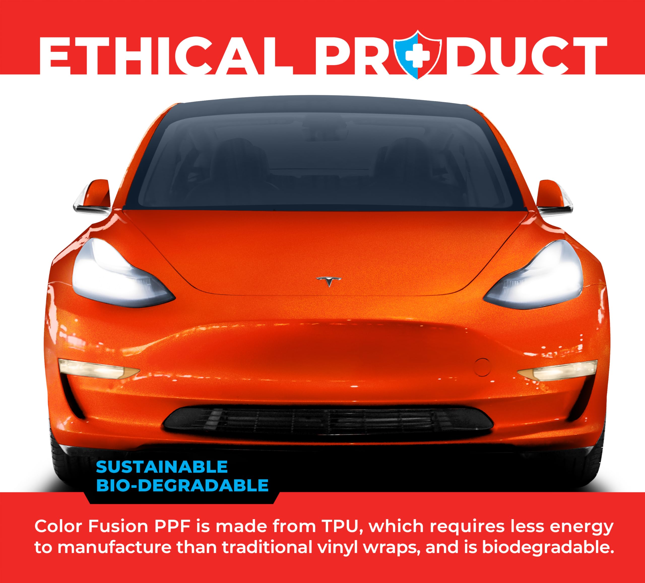 Colorfusion Ppf By Vvivid, Gloss Flame Orange Dry Apply Ppf Vinyl Car Wrap Roll 10Ft X 5Ft