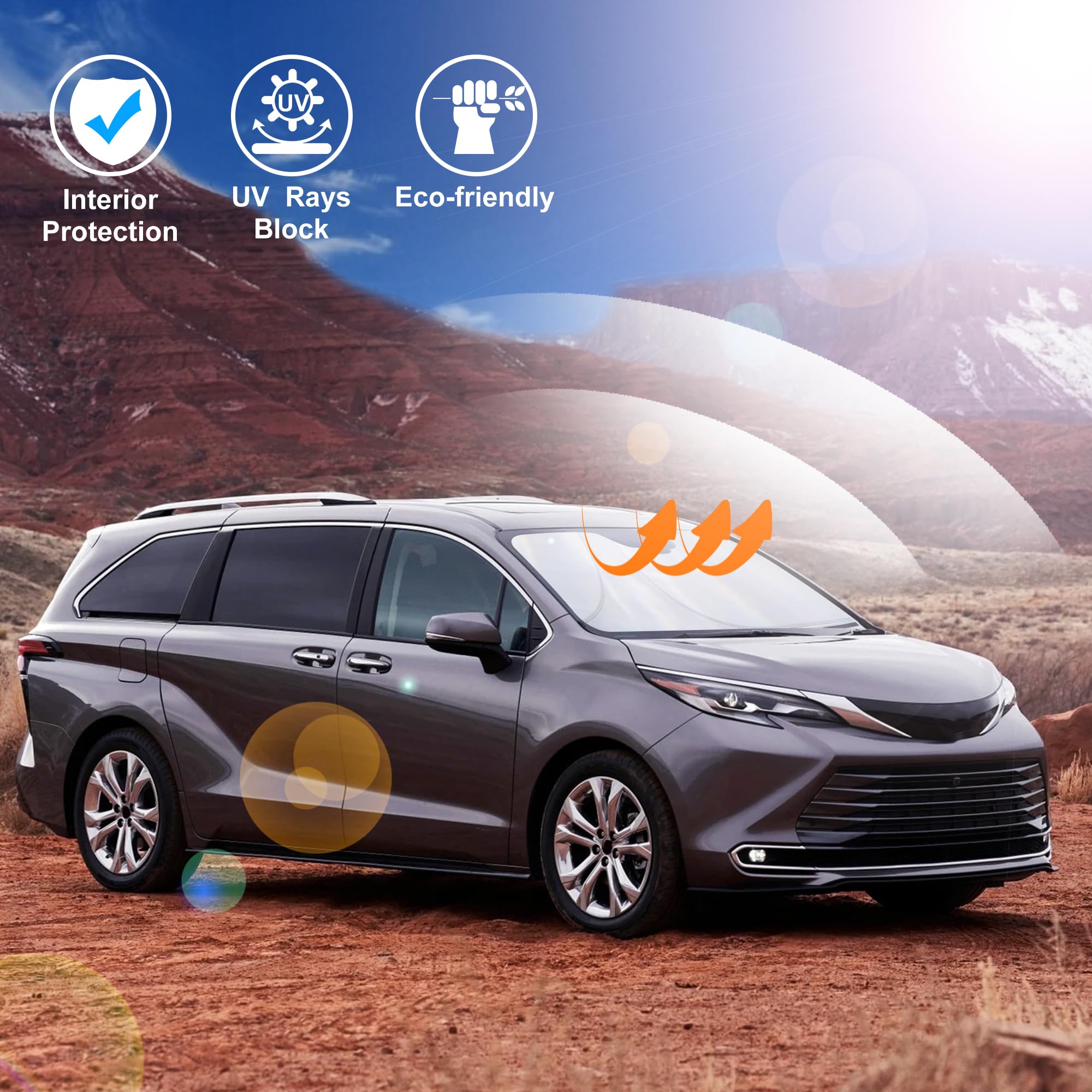 Windshield Sun Shade Fit For 2021 2022 2023 2024 2025 Toyota Sienna Mini Van Accessories Front Window Sunshade Keep Your Car Coo