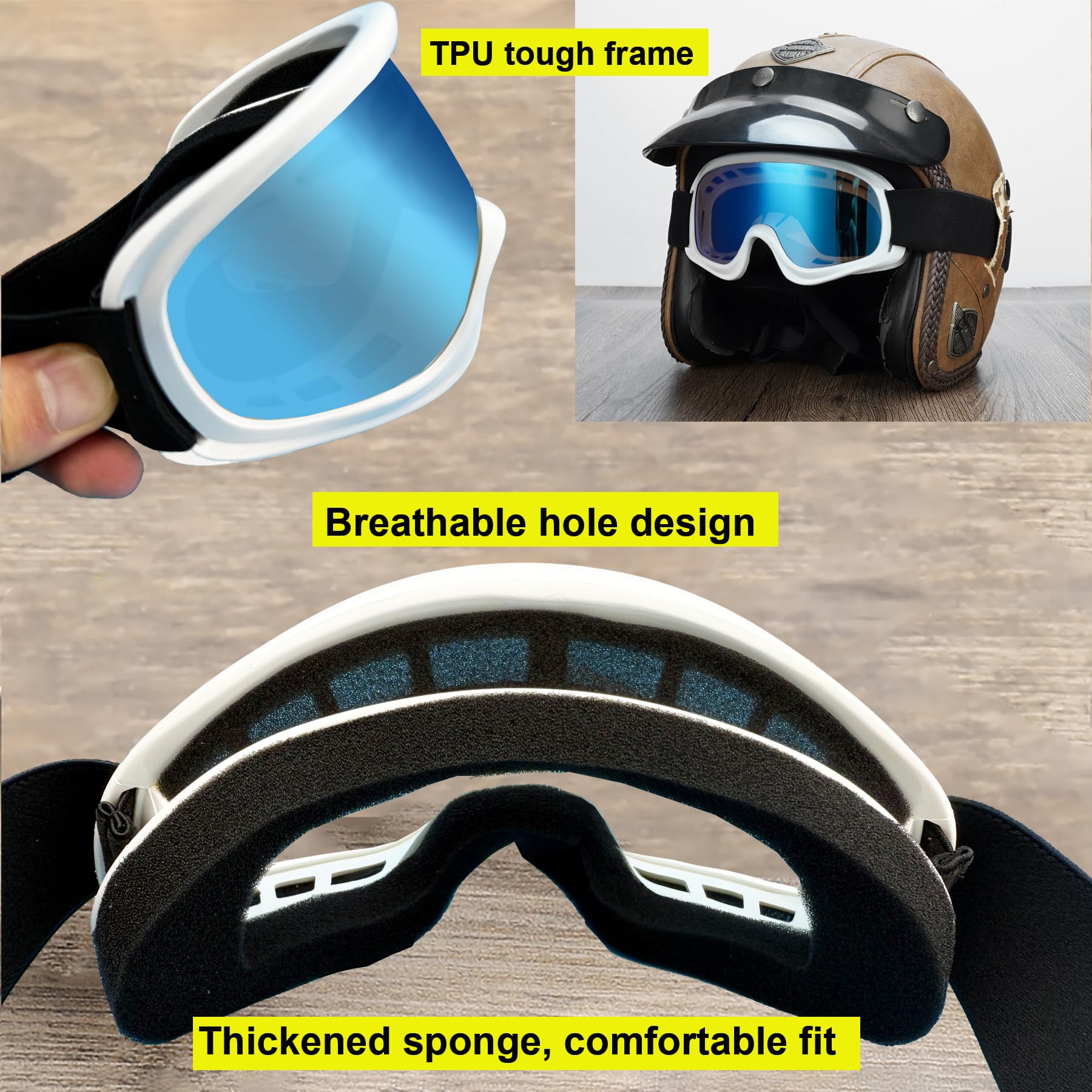 LJDJ Kids Dirt Bike Goggles ATV Motorcycle Off-Road Riding Motocross Glasses with Sun UV Protection Balaclava Full Face Cover (W