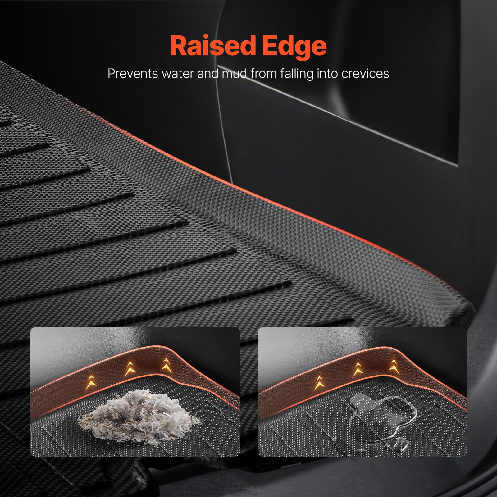 VEVOR Black TPE Cargo Mat for Ford Edge 2015-2024 & Edge ST 2020-2024, Precise Fit Trunk Protector, 1PCS