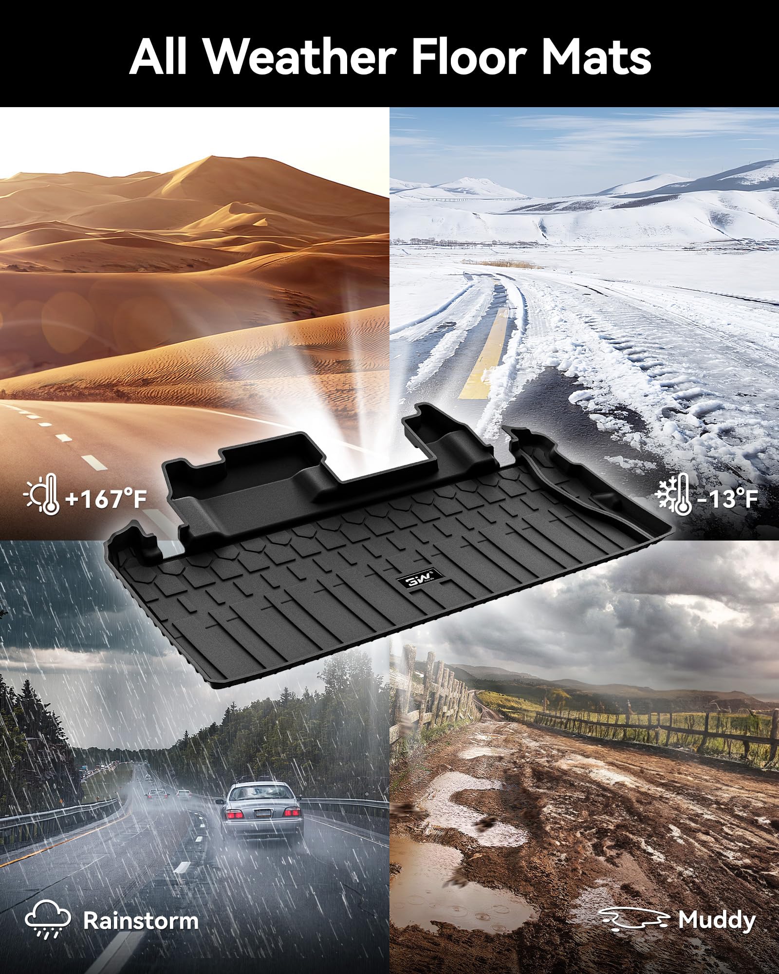 3W Cargo Liner Fit 2021-2024 2025 Toyota Sienna, Tpe All Weather Custom Fit Trunk Mat For Toyota Sienna, Cargo Mat, Black