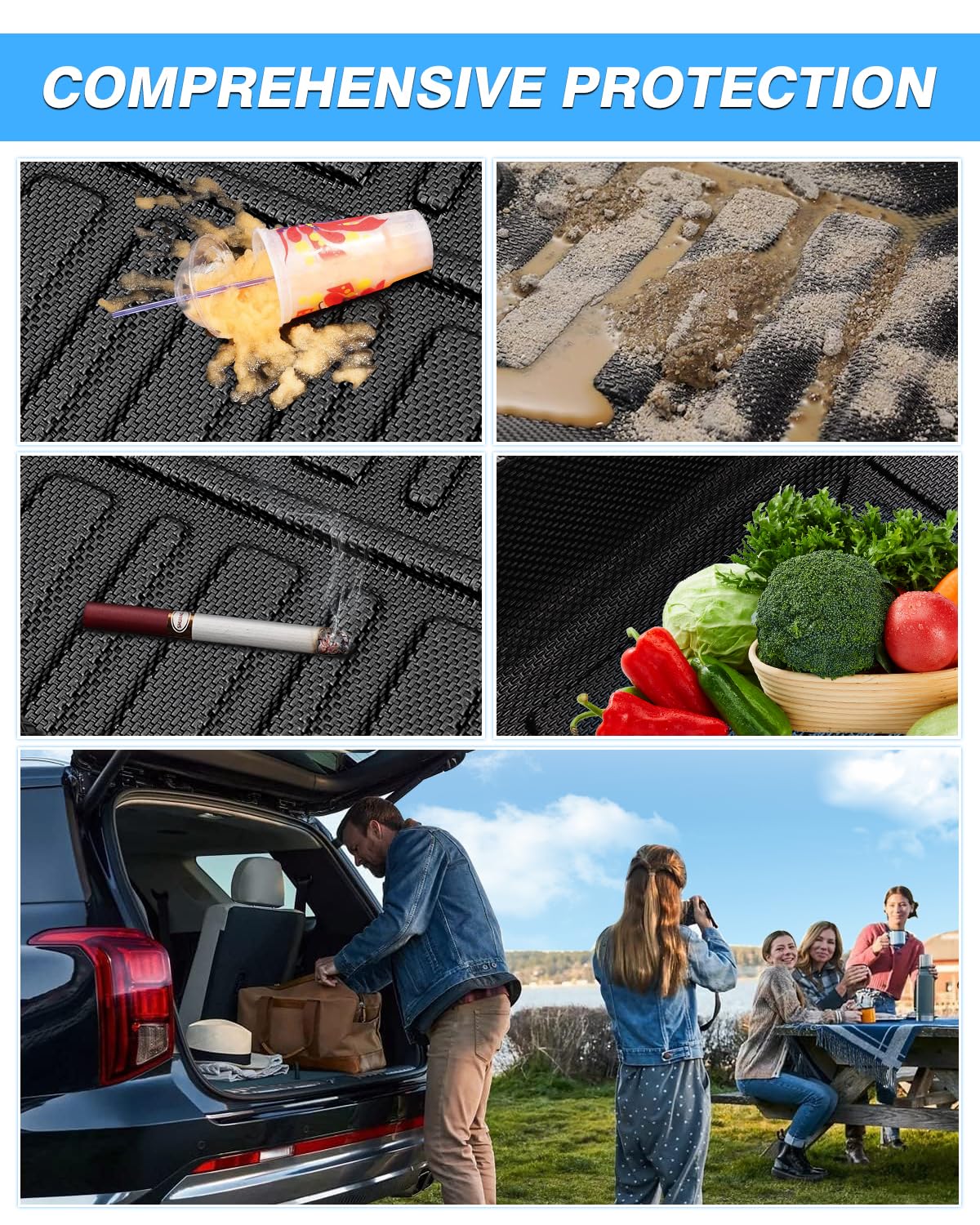 Powerty Trunk Mat For 2020-2025 Kia Seltos Accessories Cargo Mats Tpe All Weather Cargo Liner Heavy-Duty Trunk Liners(Just Fits