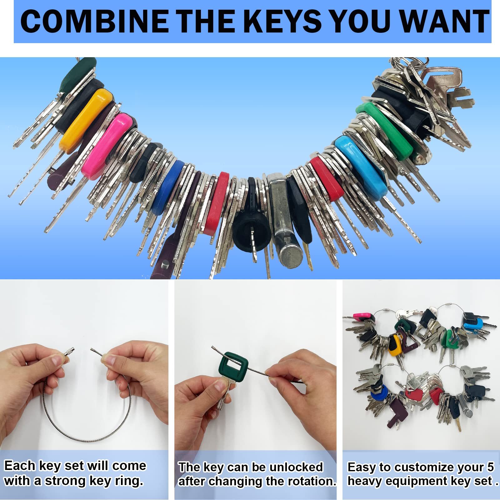 Wah Lin Parts 100 Different Keys Heavy Equipment Key Set Construction Equipment Ignition Key Set Fits Cat Jcb Komatsu Case John