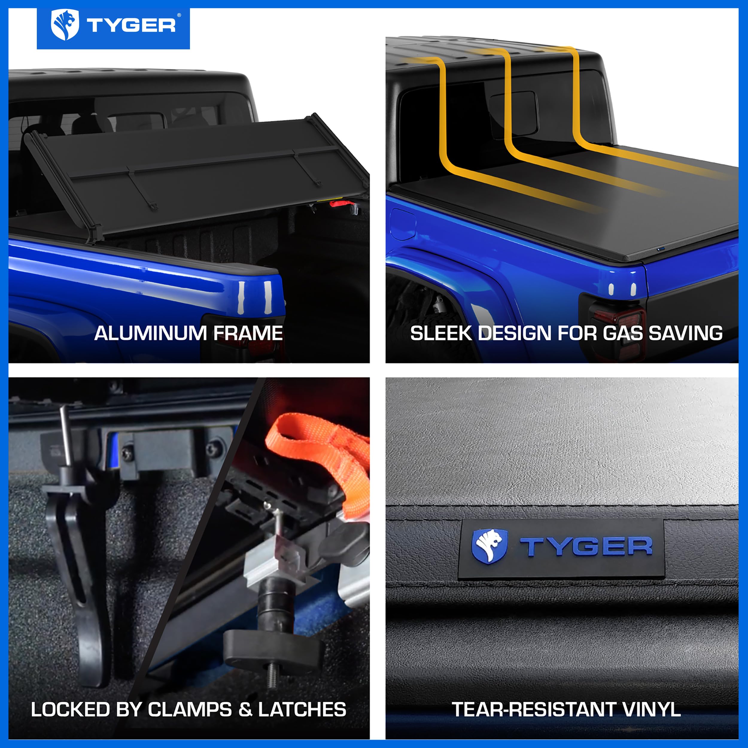 Tyger Auto T3 Soft Tri-Fold Truck Bed Tonneau Cover Compatible With 2020-2024 Jeep Gladiator Jt | 5' (60'') Bed | Tg-Bc3J1060