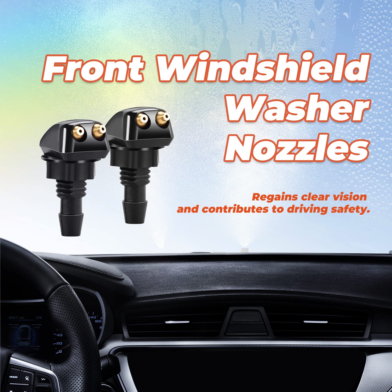 2pcs Front Windshield Washer Nozzles, Front Windshield Washer Nozzle kit and Fluid Hose, Windshield Washer Nozzles Wiper Spray F
