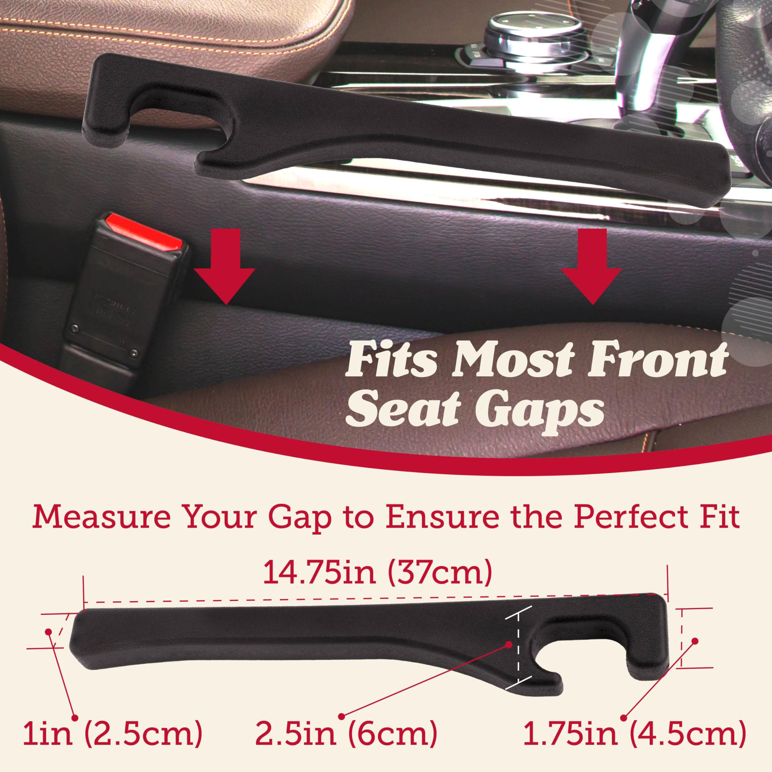 Lusso Gear Car Seat Gap Filler (2 Pack) - Stop Dropping Between Seats - Universal Fit For Car, Truck, Suv - Block The Gap Betwee
