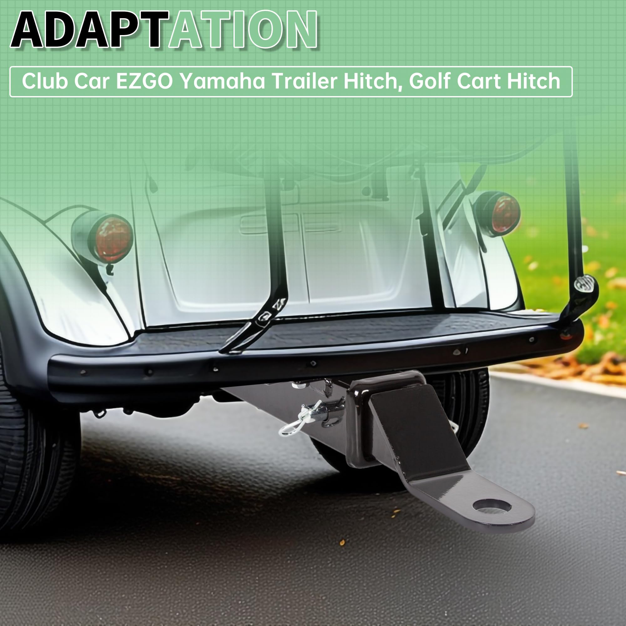 ECOTRIC Universal Golf Cart Trailer Hitch w/2' Receiver for Step on Back Compatible with Club Car EZGO Yamaha Trailer Hitch, Golf Cart Hitch