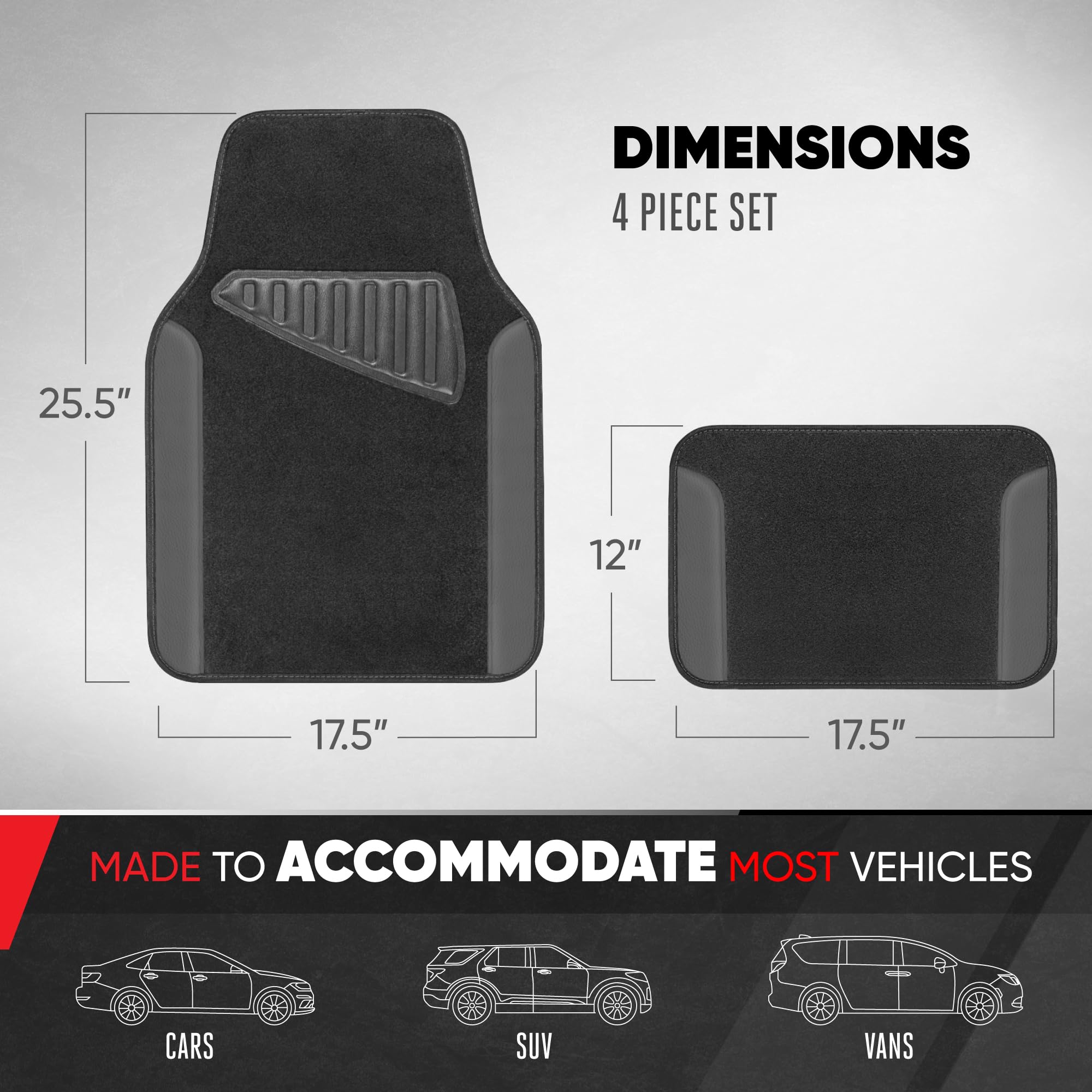 Motor Trend Waterproof Car Floor Mats Universal Fit Car Mats with Driver Heel Pad Leather Car Carpet Floor Mats for SUV Van Seda