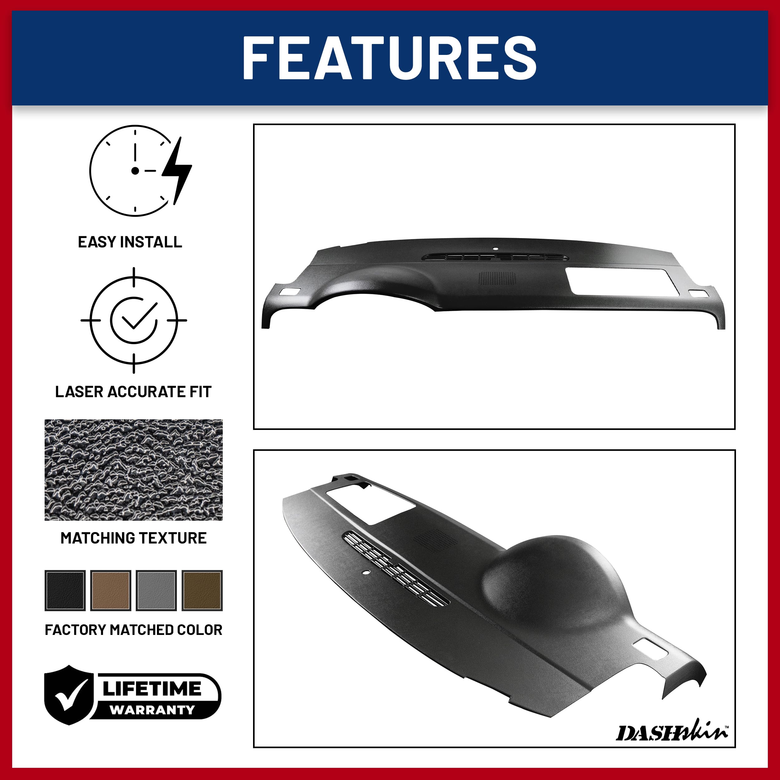 Dashskin Usa American Made Dash Cover Cap Compatible With 07-14 Tahoe Suburban Yukon Avalanche - Easy Cracked Dash Fix - W/Dash