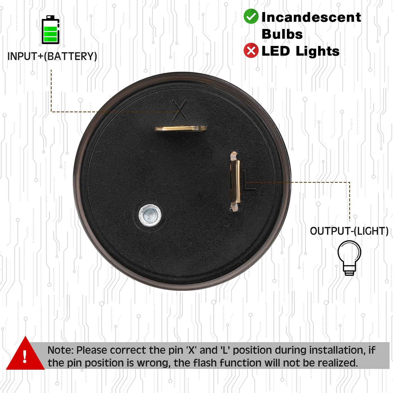 Reginary 4 Pcs 12V 2 Pin Electronic Led Flasher Relay Led Turn Signal Light Two Prong Round Heavy Duty 20 Amps Compatible Automo