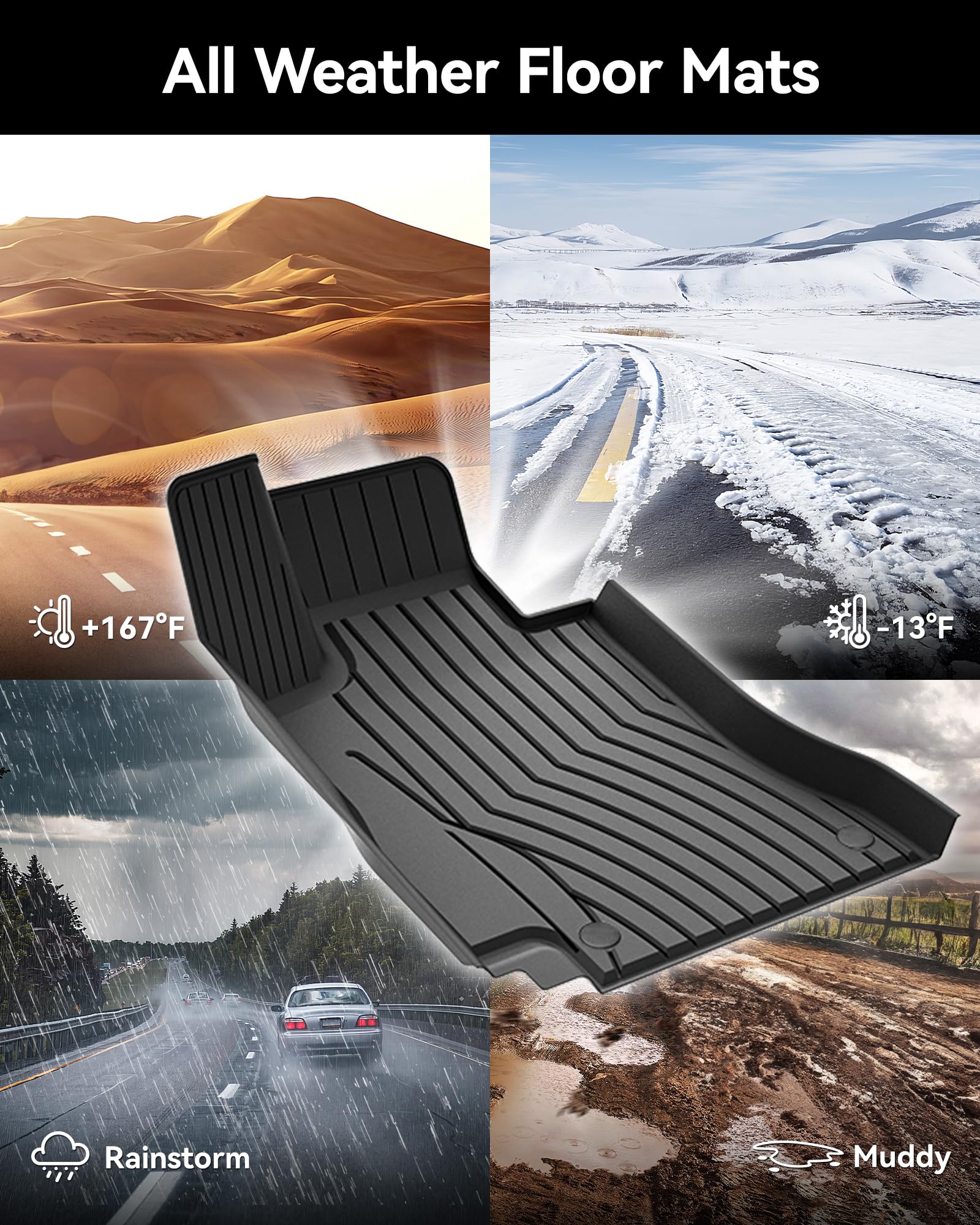 3W Floor Mats & Cargo Liner For Benz E-Class 2017-2023 Tpe All Weather Custom Fit Floor Liner For Benz E-Class, Full Set Car Lin