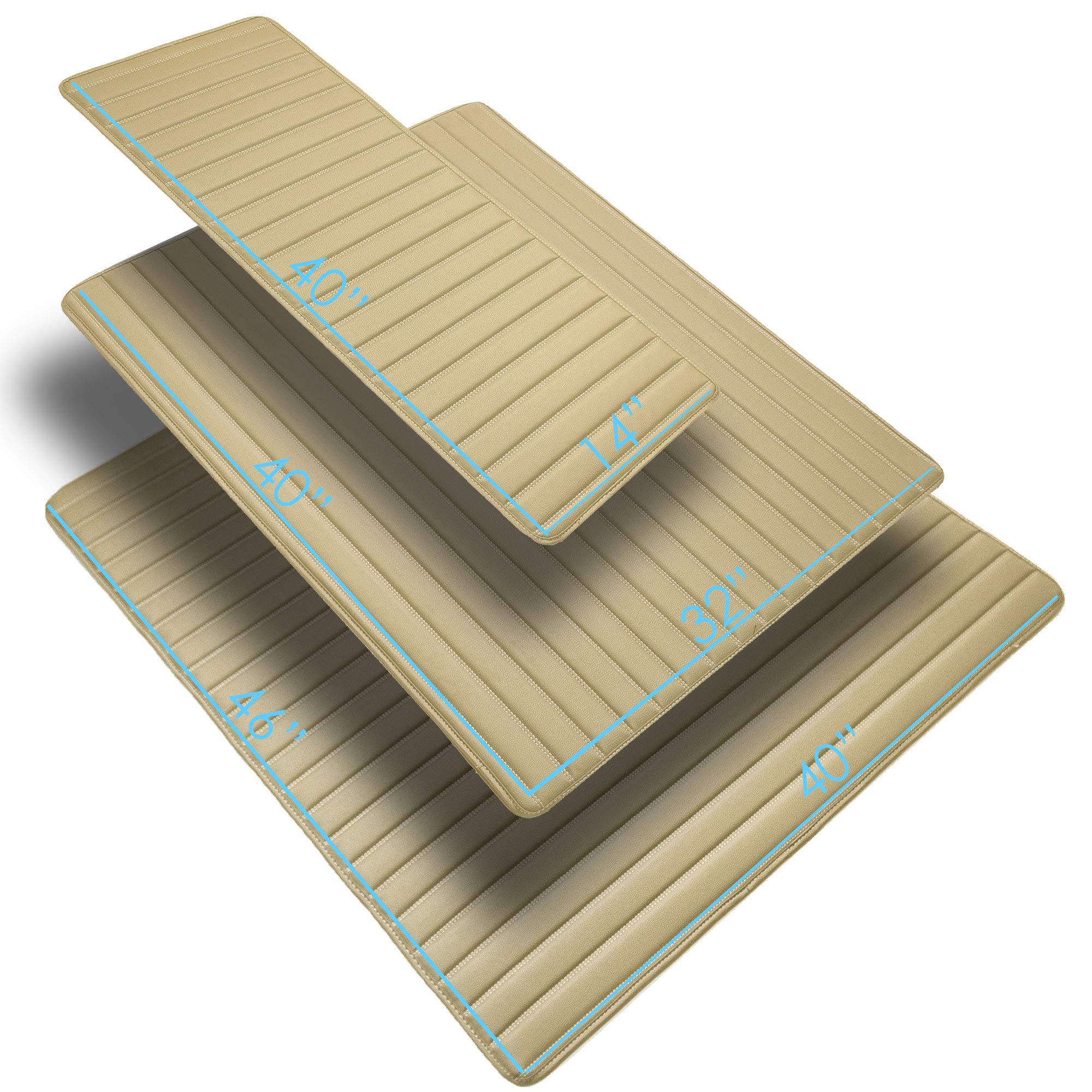 Fh Group F16500 Deluxe Heavy-Duty Faux Leather Multi-Purpose Cargo Liner, Striped, 14   , Beige Color W. Gift- Fit Most Car, Tru