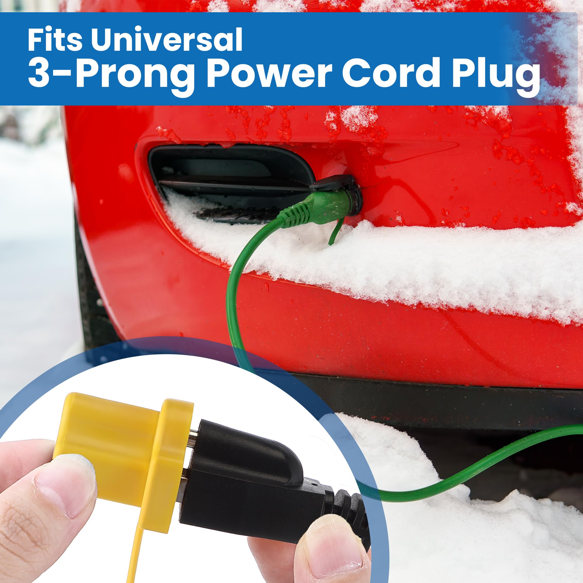 Feekoon 2 Pack 3 Prong Plug Protector for Engine Block Heater Cords, Weatherproof Extension Cord Plug Cover for Outside, Extensi
