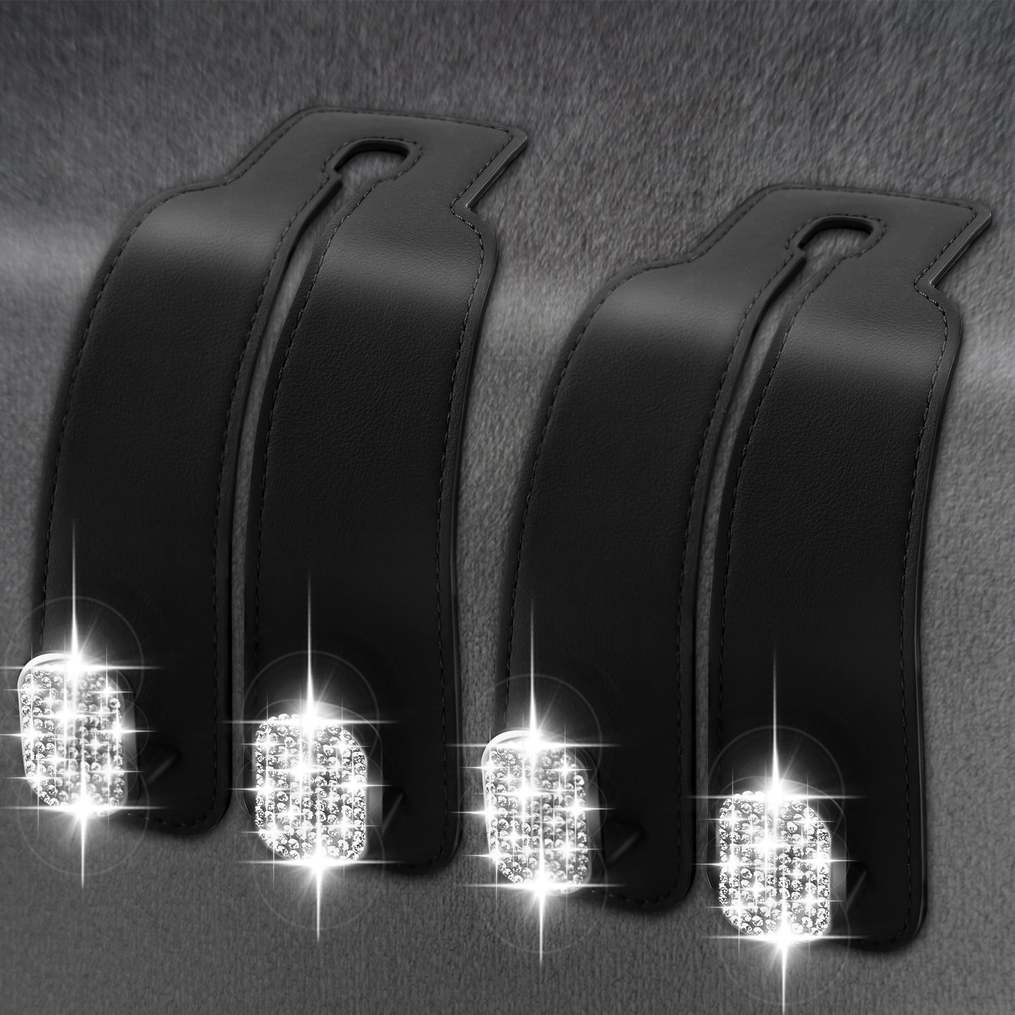 Amelity Bling Car Back Seat Headrest Hooks, Car Hooks for Purses and Bags, Bag Hooks for Car Back Seats, Car Seat Hooks (2 Pack,
