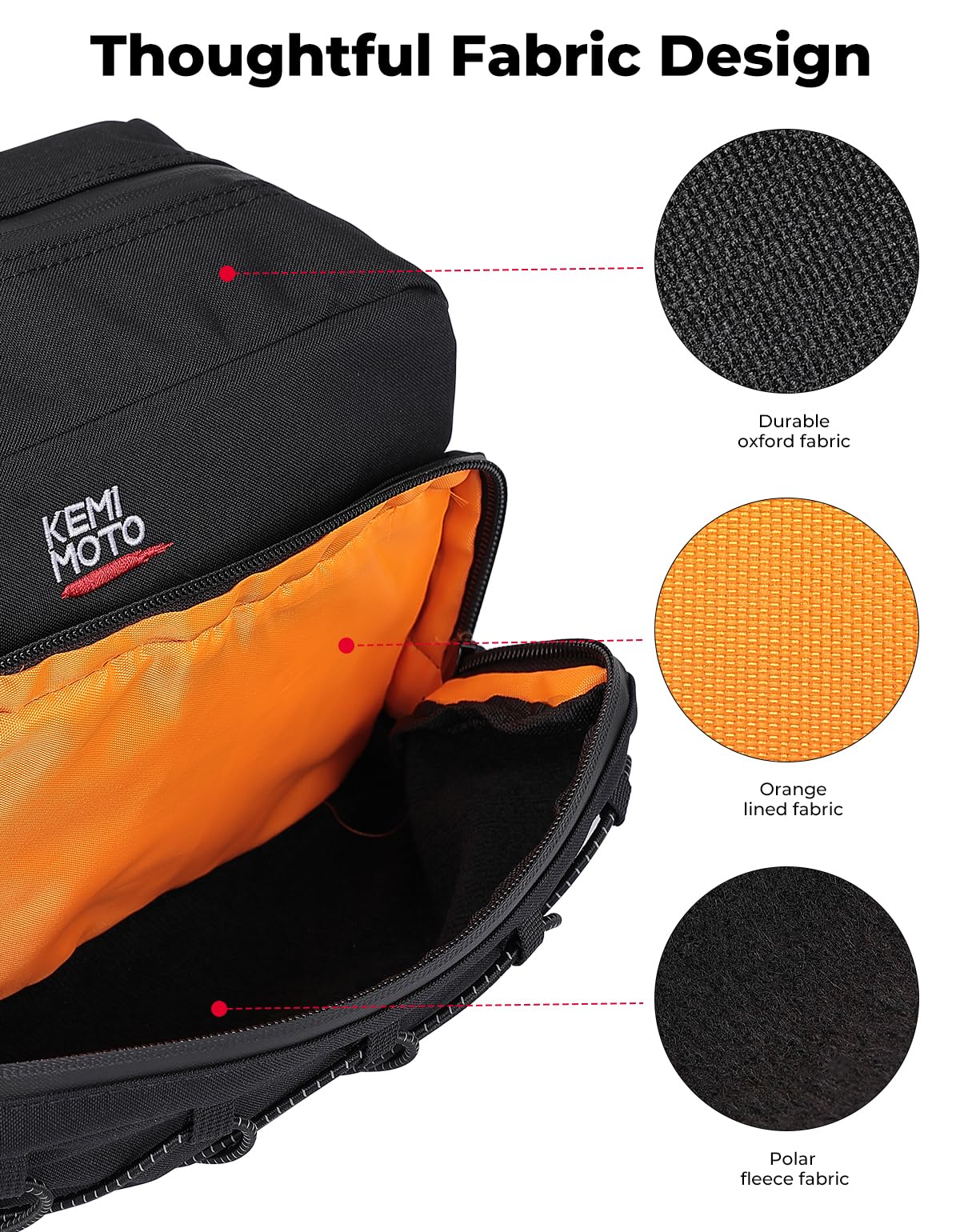 Kemimoto Motorcycle Handlebar Bag, Motorcycle Tool Bag,Black Sissy Bar Bicycle Handlebar Bag, Front Storage Accessory Bag For Cr