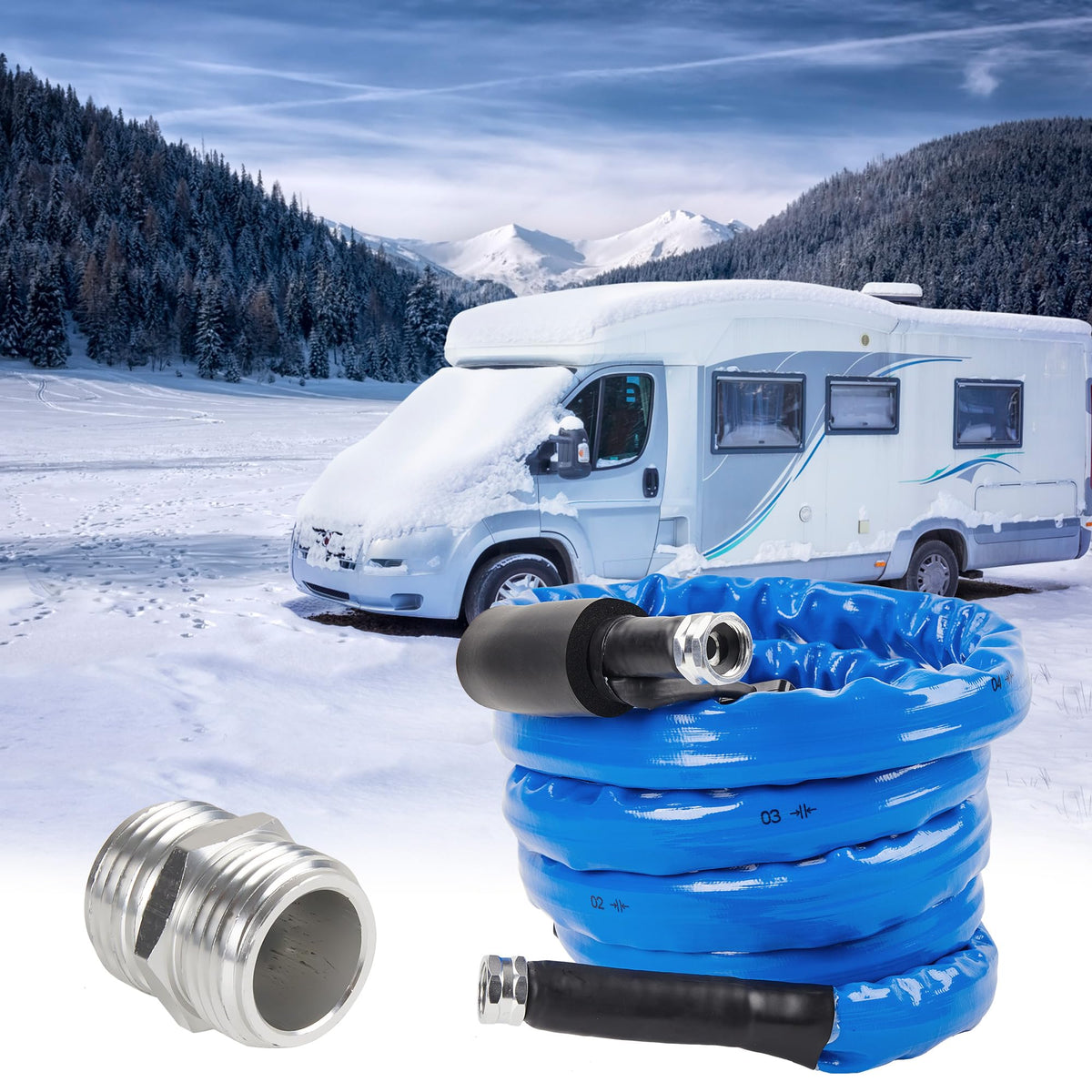 Yizbap 15Ft Rv Heated Drinking Water Hose For 5/8'' Inner Diameter, Freeze Protection Down To -20F/-28C With Energy Saving Therm