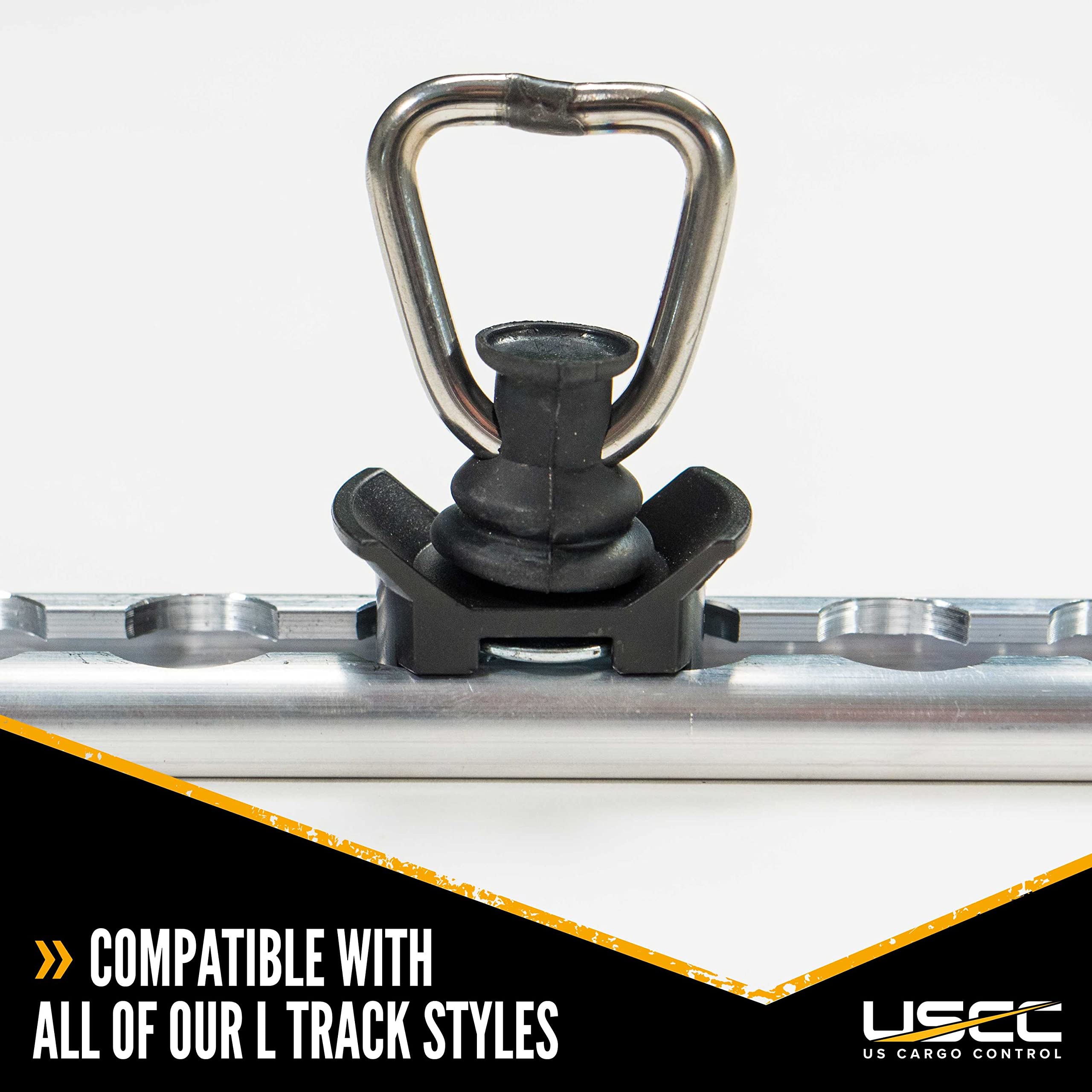 US Cargo Control Black L Track Stud Fitting with D Ring, Use with L Track Rails in Your Van, Truck Or Trailer to Create Instant Tie-Down Anchor Points, Working Load Limit of 1,333 Pounds, 10 Pack
