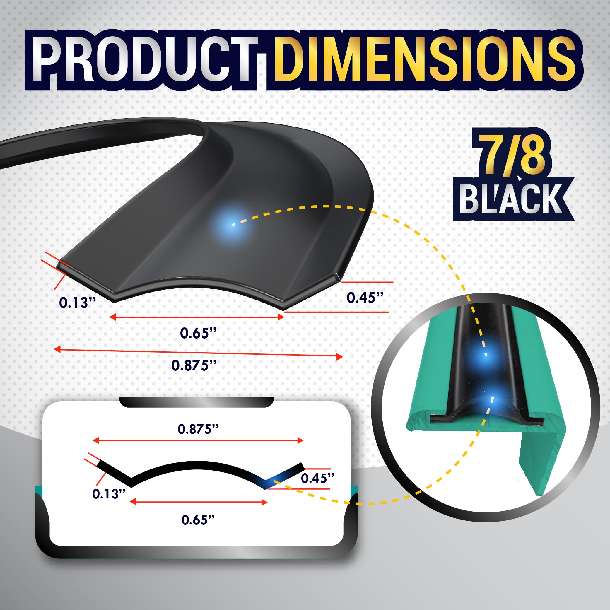 LATCH.IT Trim Molding Insert 7/8'' (Black) | 100 RV Molding Exterior | UV-Resistant | Ultra-Durable Vinyl RV Trim | Weatherproof