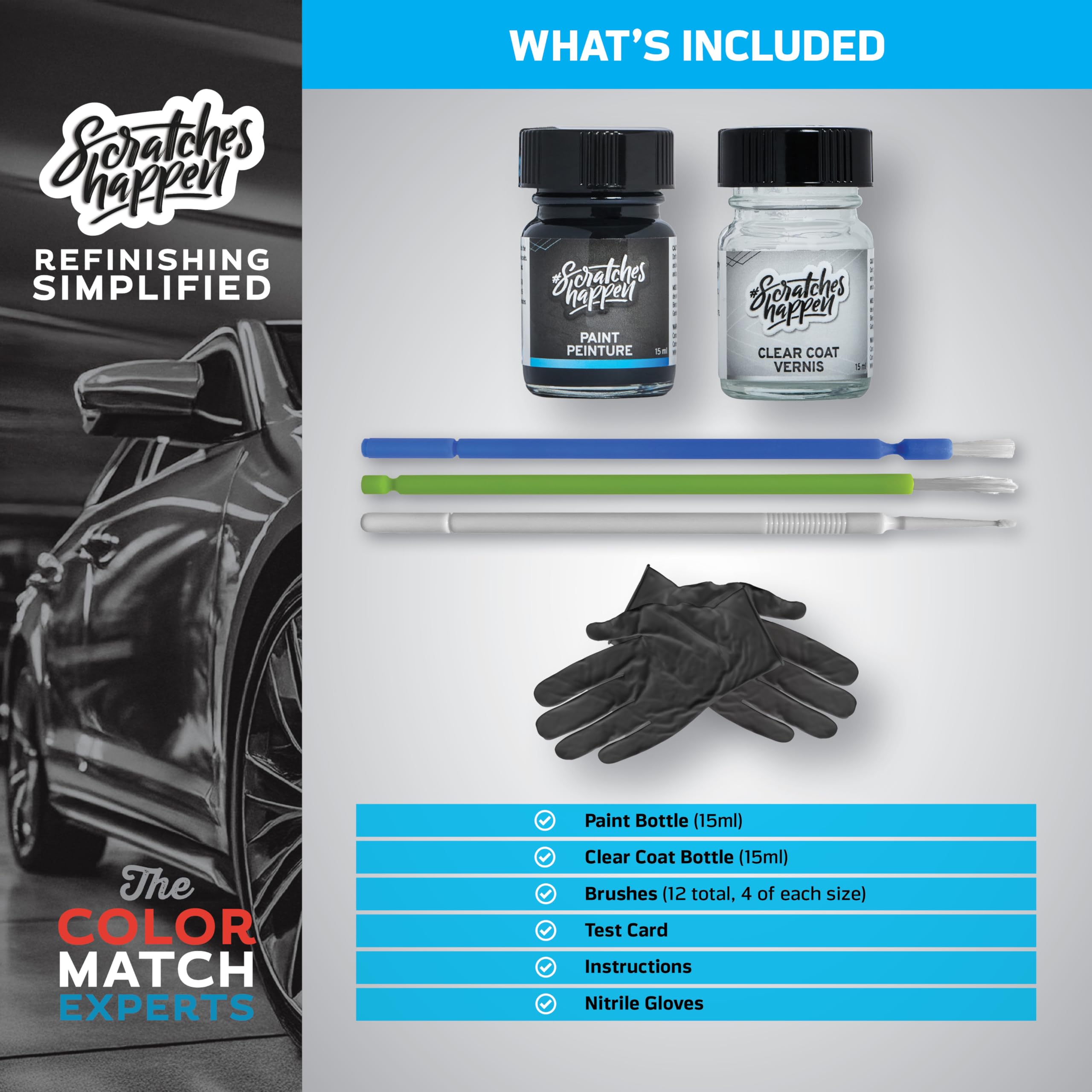 Scratcheshappen Exact-Match Touch Up Paint Kit - Hainan Blue Metallic (Lx5K/7X/F7) For Audi - Essential (Paint + Clear Coat)