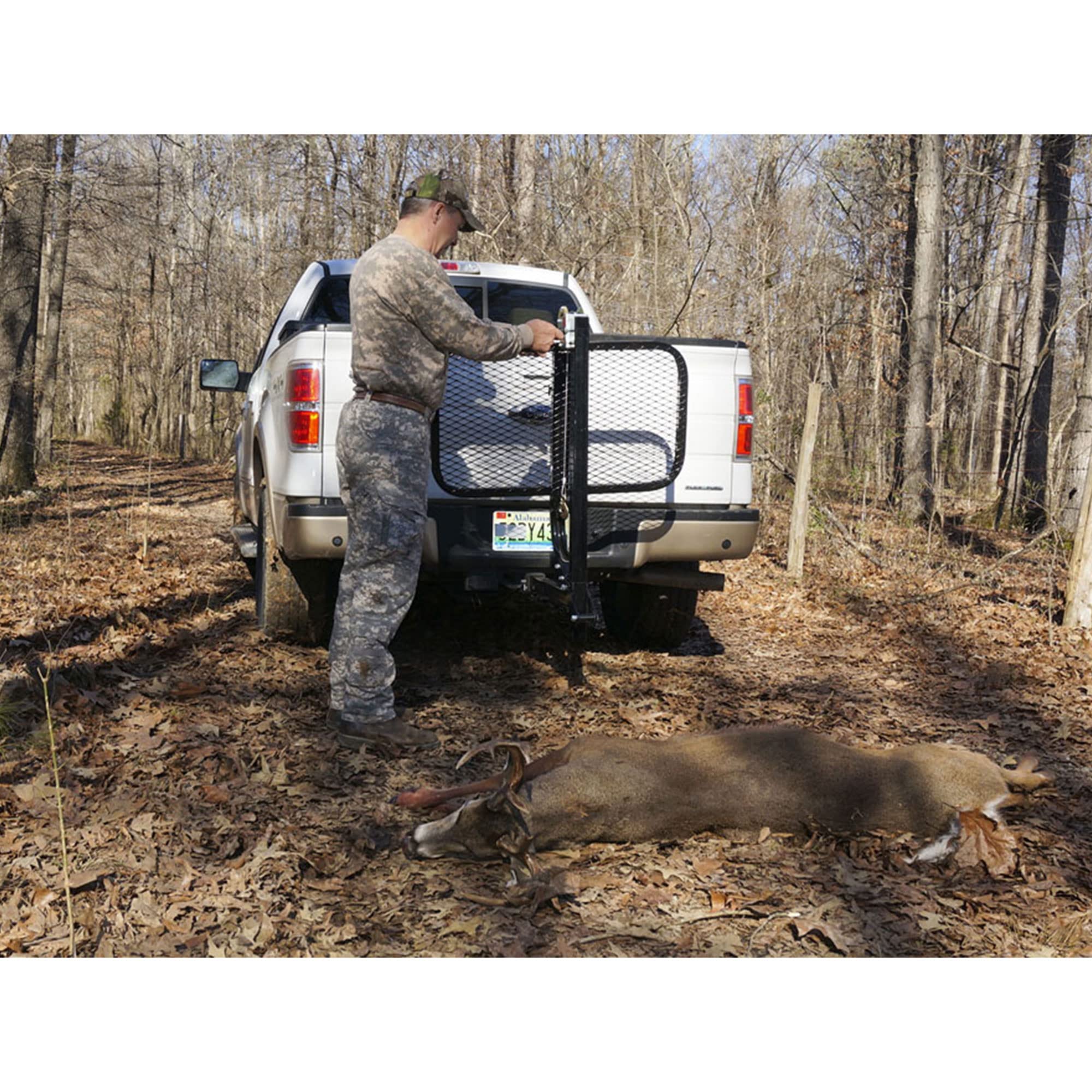 Viking Solutions Versatile Steel Hitch Truck Loading Assistant Lifting System With Large Platform For Heavy Loads And Game Animals, Black