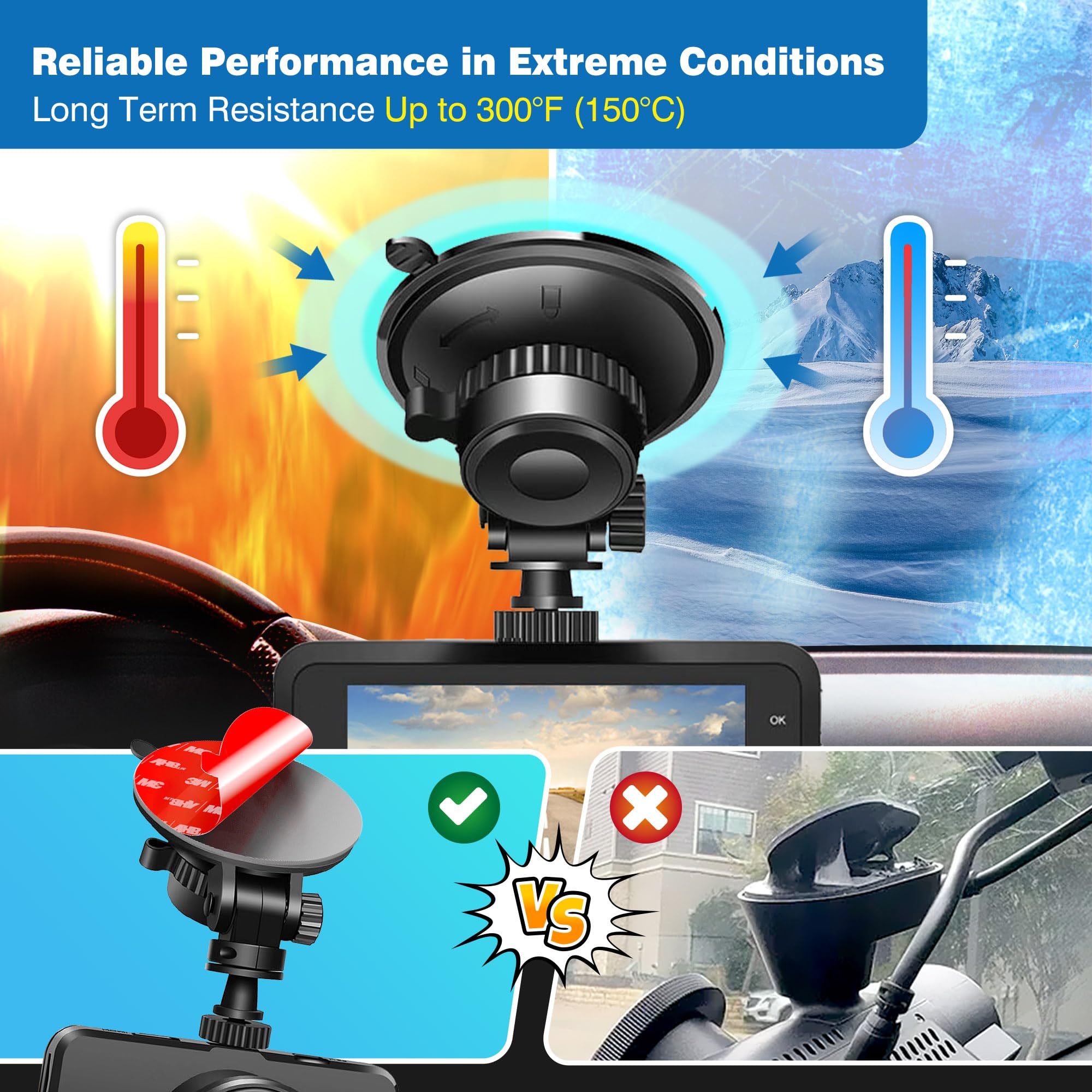 3M VHB Round Double-Sided Adhesive Pads - 4pcs Each of 3.15'' and 0.91'' Sticky Mounting Tape for Phone Holder, Car Magnetic Mou