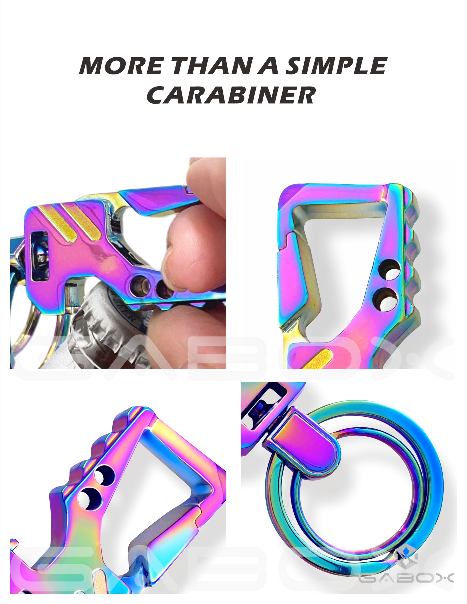 Gabox 2Pcs Keychain Edc Keyring Bottle Opener Auto Car Key Holder Tactical Carabiner Key Chain Clip Llaveros Porte-Cl  S, Electr