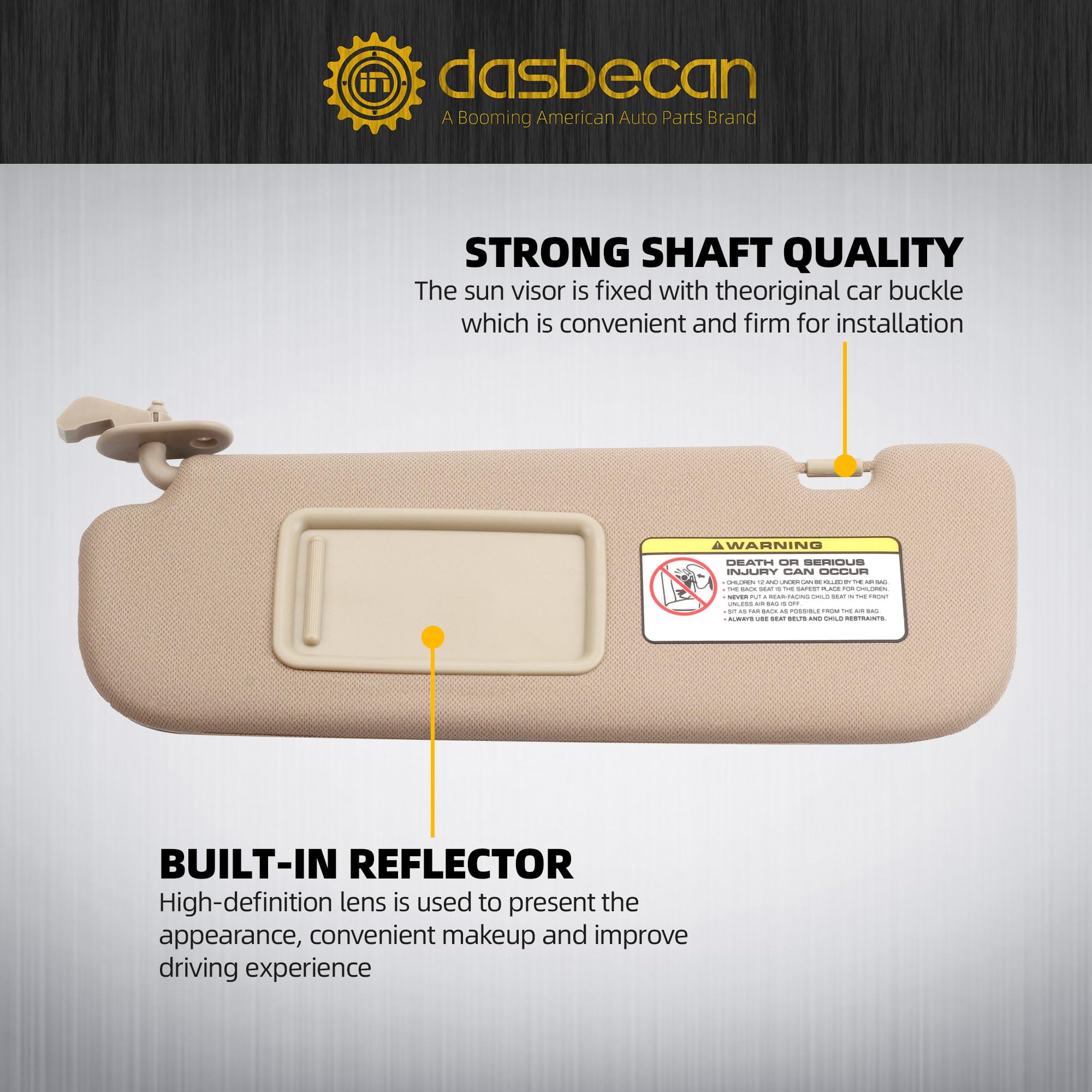 Dasbecan Beige Pair Sun Visor Compatible With Hyundai Elantra 2011 2012 2013 2014 2015 Replaces# 852103X000Tx