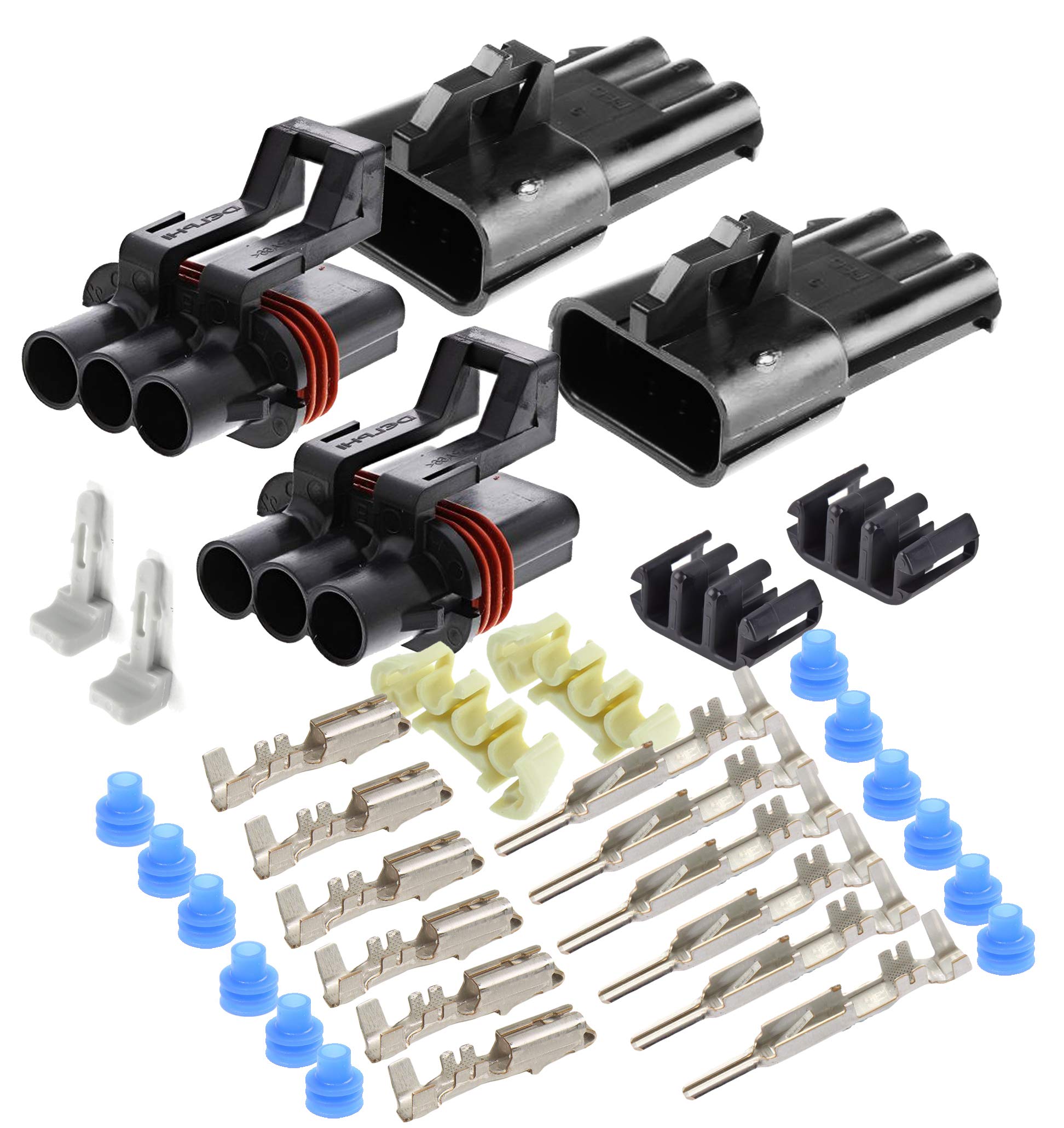 3-Pin Aptiv Metri-Pack Waterproof Connector 30 Amp 10-12 Ga (3-Pin (2 Set) W/10-12Ga)