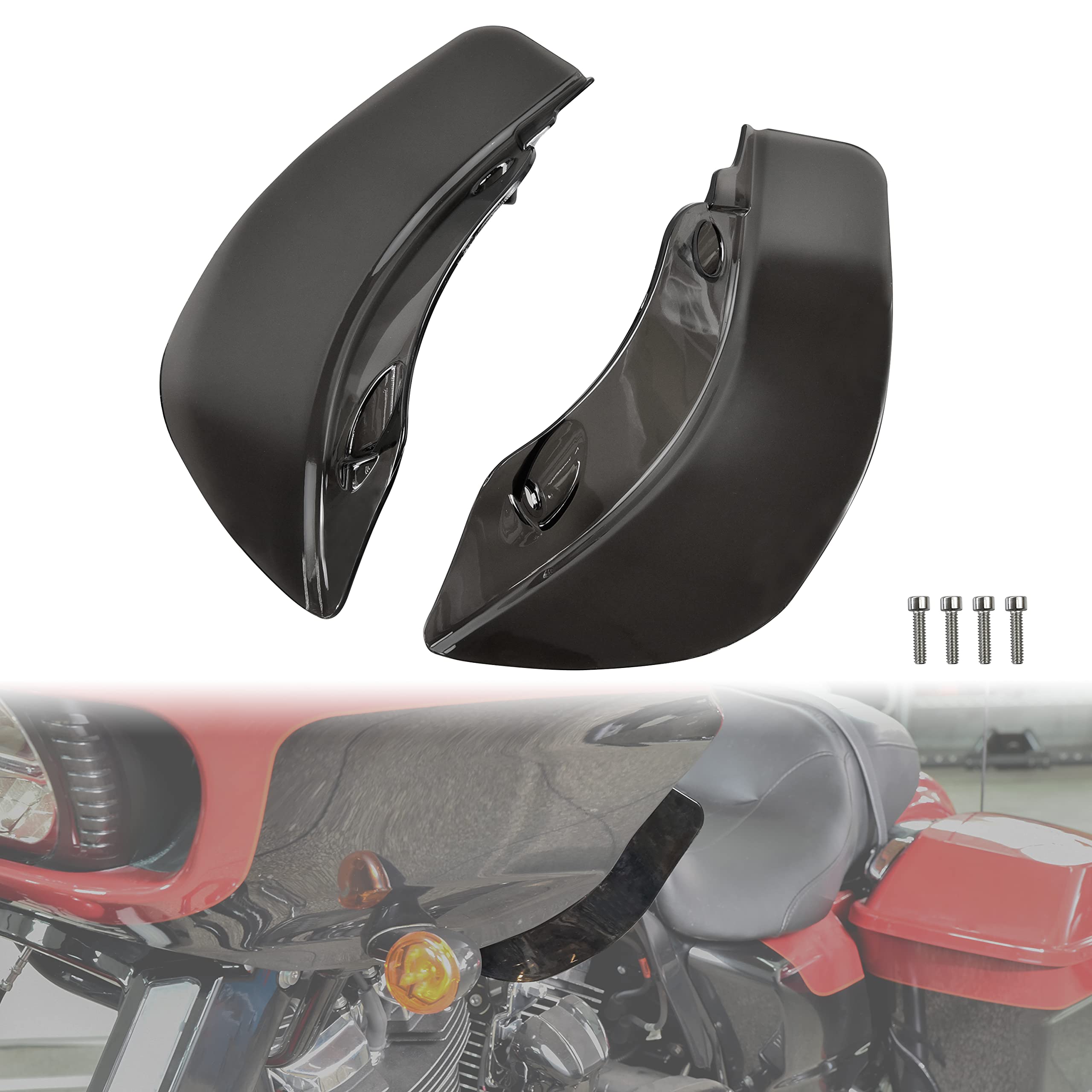VEISUTOR Wide Wind Deflector for Harley Touring, Smoke Fairing Air Deflectors Side Wind Windshield for Harley Road Glide FLTRXS 
