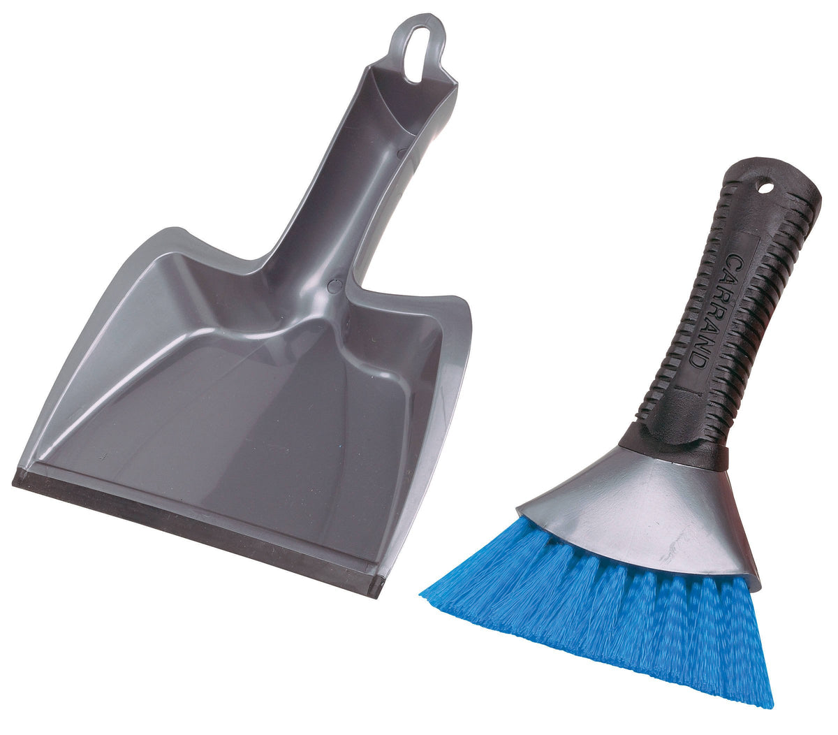 Carrand 92034 Autospa Grip Tech Deluxe Dust Pan With Heavy Duty Brush, Silver