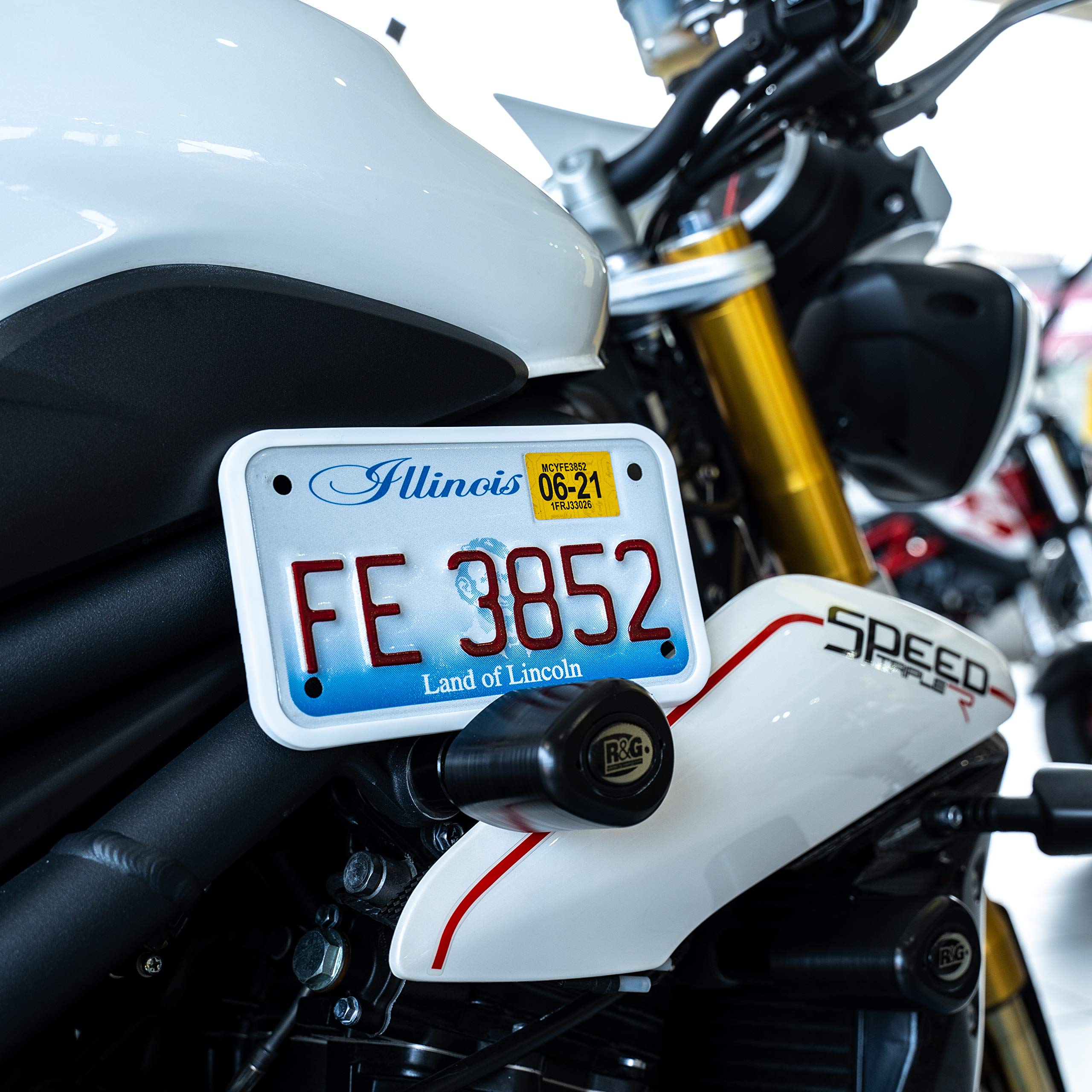 Rightcar Solutions Motorcycle Silicone License Plate Frames | The Original Premium Grade Silicone Bike Plate Frame | Rust Proof, Rattle Proof, Weather Proof License Plate Holder (White)
