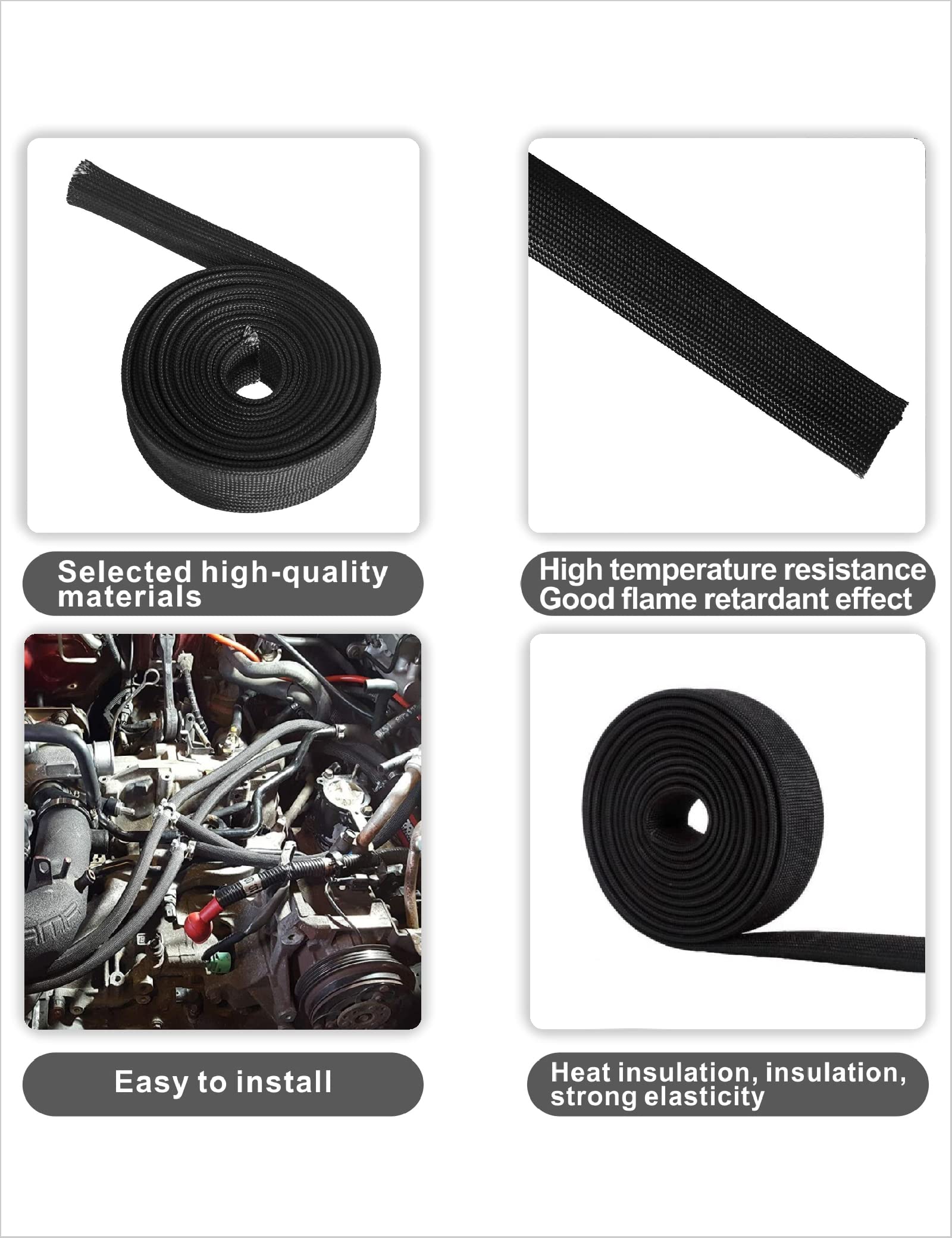 Wire Heat Shield Automotive Heat Shield Sleeve Fuel Line Heat Shield Auto Hose Spark Plug Wire Cover Protectors Boots Roll 2500