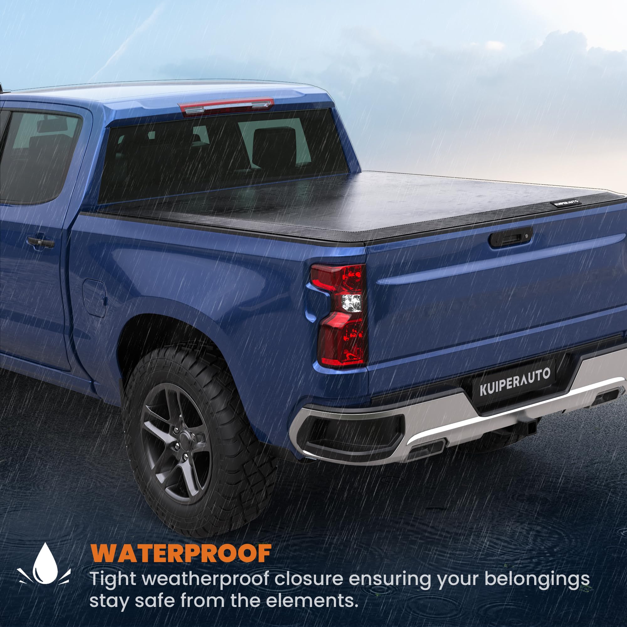 KUIPERAUTO 8FT Roll-Up Soft Vinyl Truck Bed Tonneau Cover Compatible for 14-18 Chevy Chevrolet Silverado/GMC Sierra 1500| 15-18