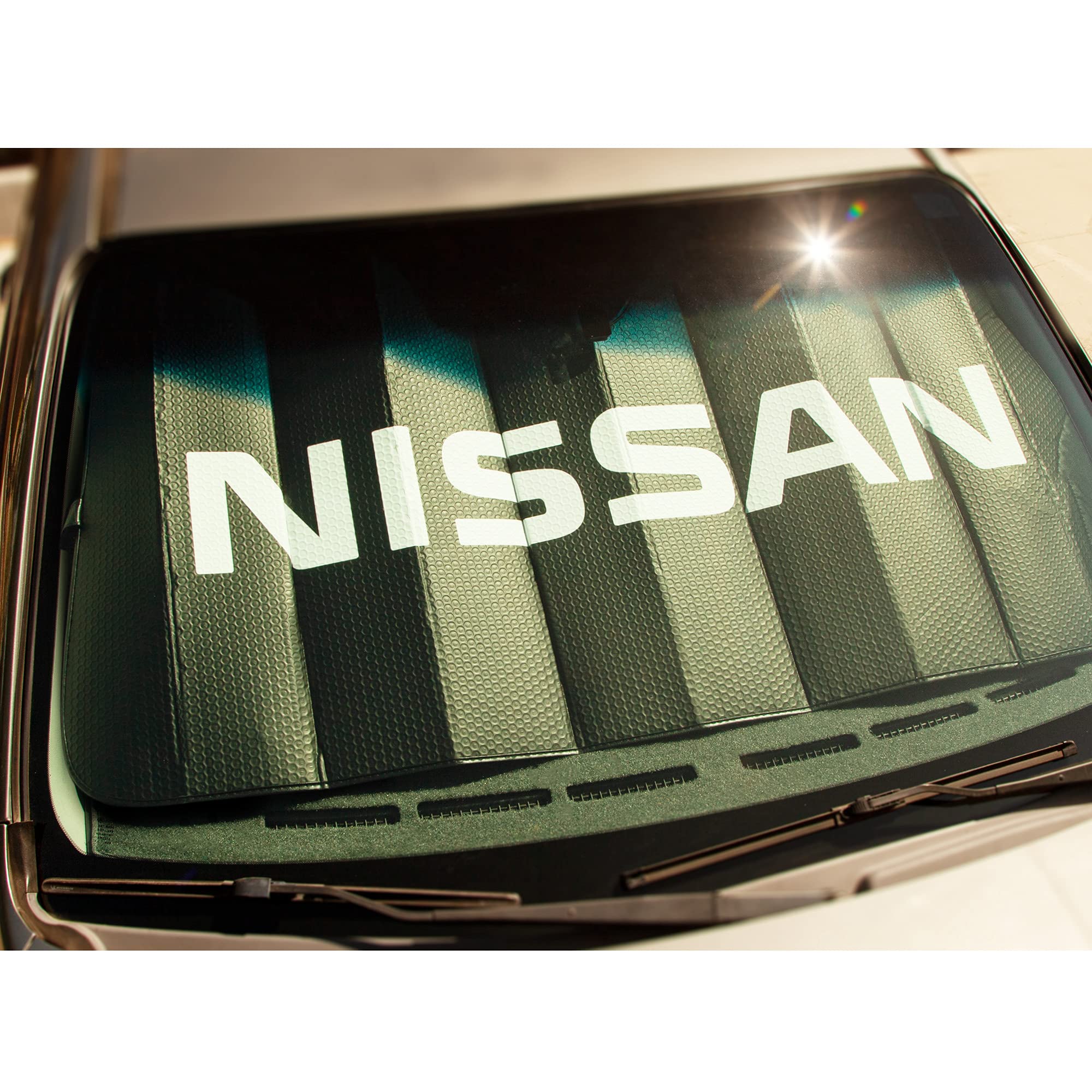 Plasticolor Black Matte Accordion Sunshade for Nissan, Model 003938W01, Durable Plastic Material